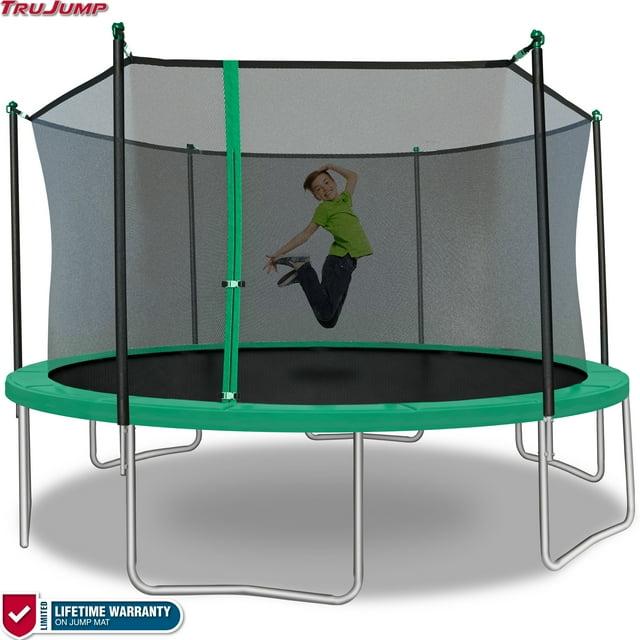 TruJump Sportspower TruJump 14' Round Trampoline with Safety Enclosure & with Lifetime Warranty on Jump Mat