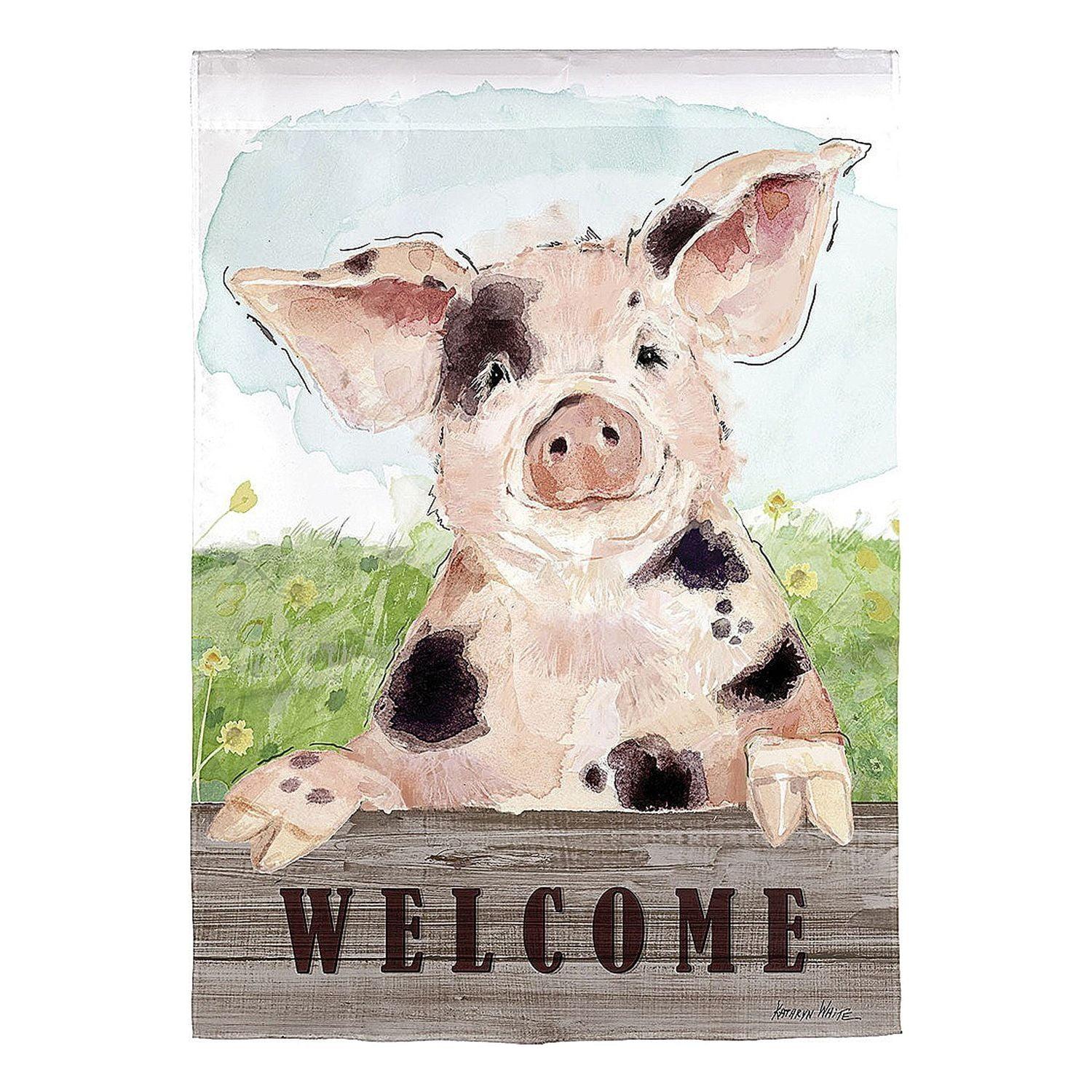 Evergreen Garden Flag Spotted Pig Suede Double Sided Indoor Outdoor Decor 18" x 12.5"