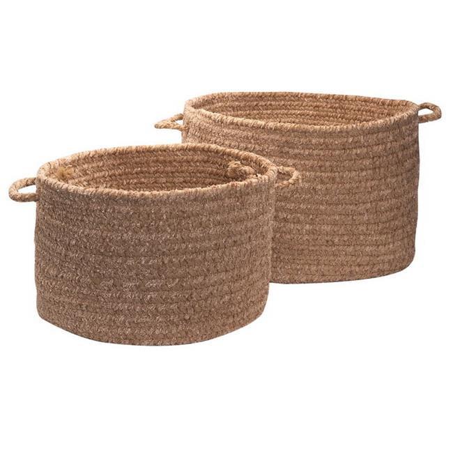 Beige Chenille Handmade Round Braided Basket, 18"