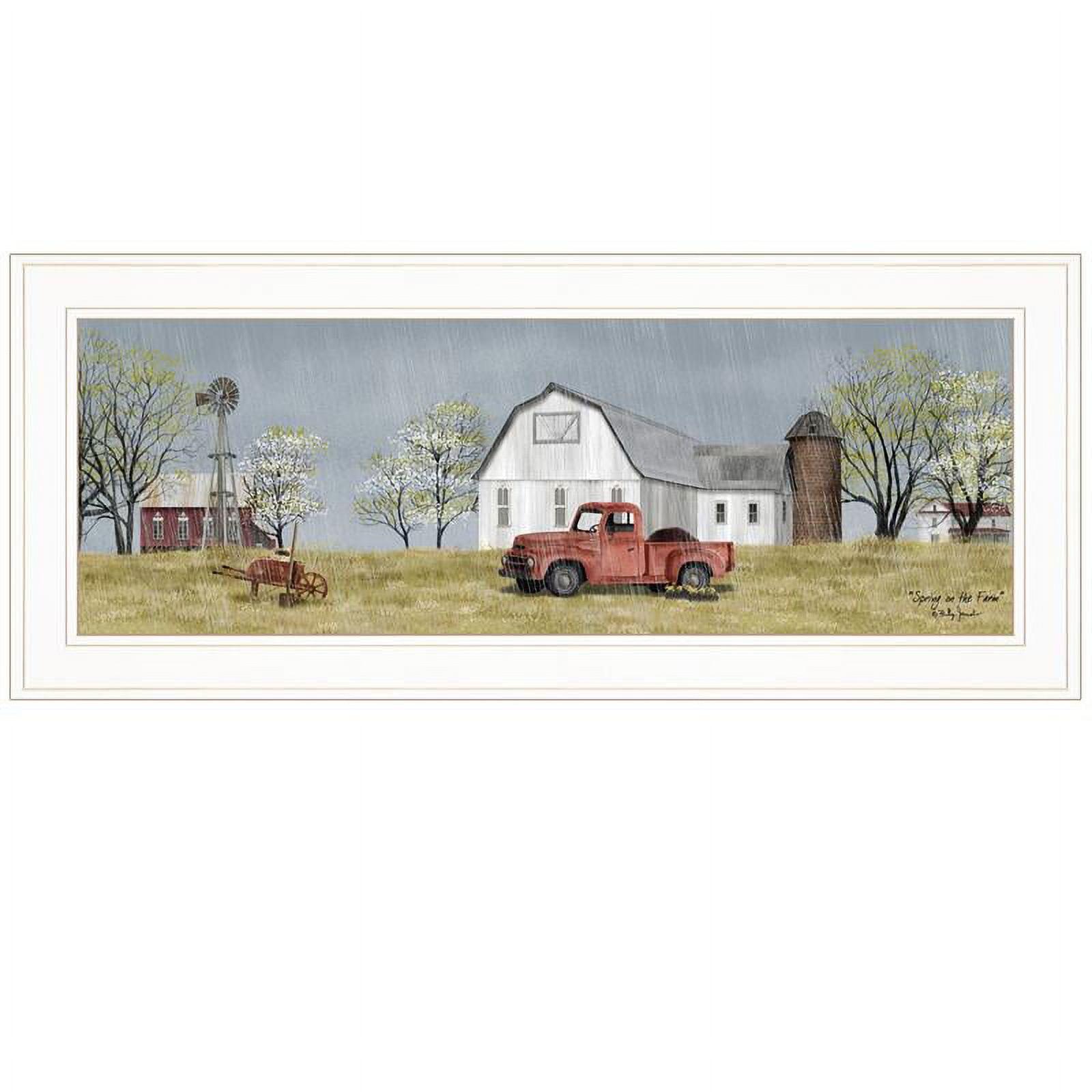 Rustic Farmhouse Spring Landscape Framed Canvas Art, 27x11