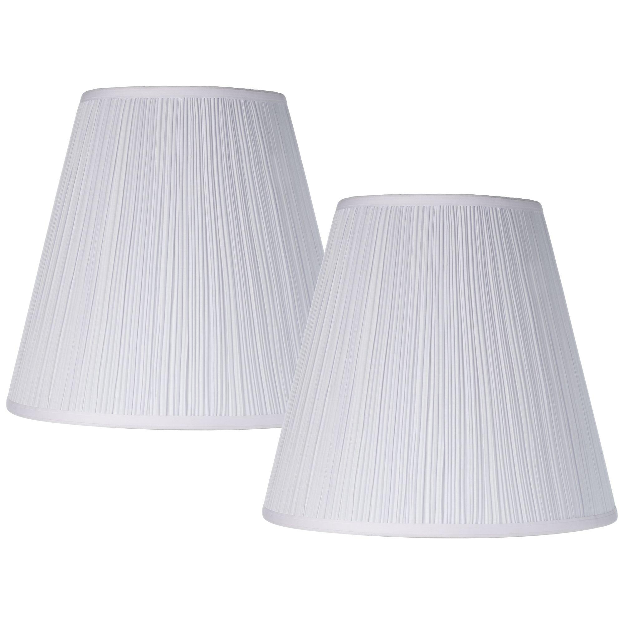 Springcrest 9" Top x 16" Bottom x 14 1/2" High x 14 3/4" Slant Lamp Shade Replacement Set of 2 Medium White Mushroom Pleated Spider Harp Finial