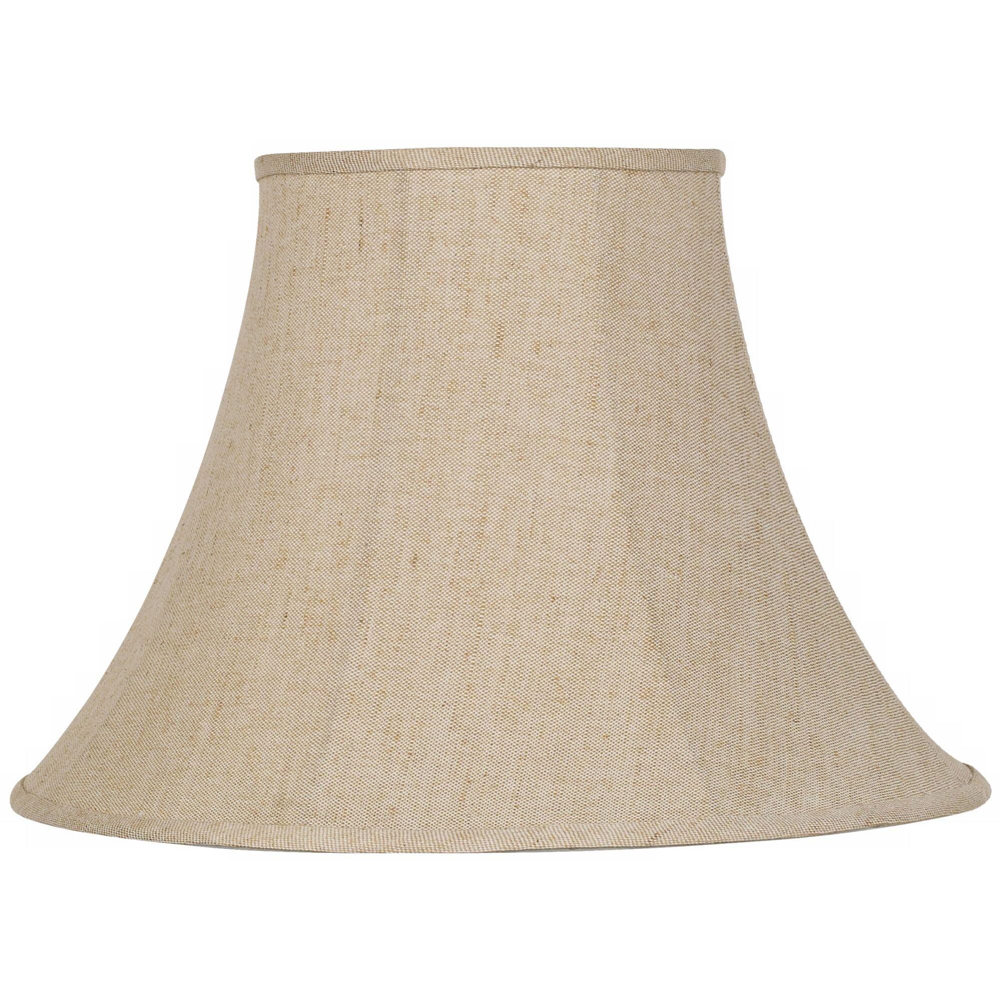 Beige Linen Large Bell Lamp Shade with Harp and Finial