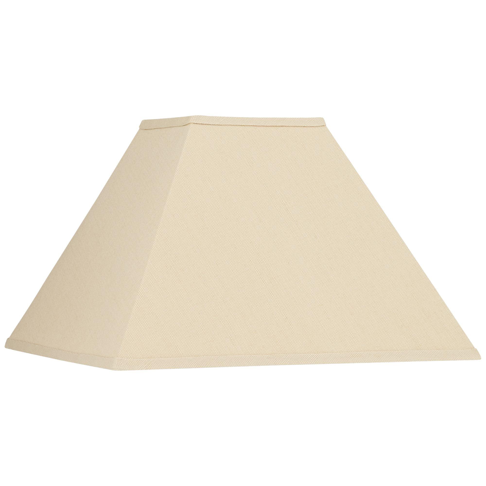 Beige Linen Medium Square Lamp Shade with Harp and Finial