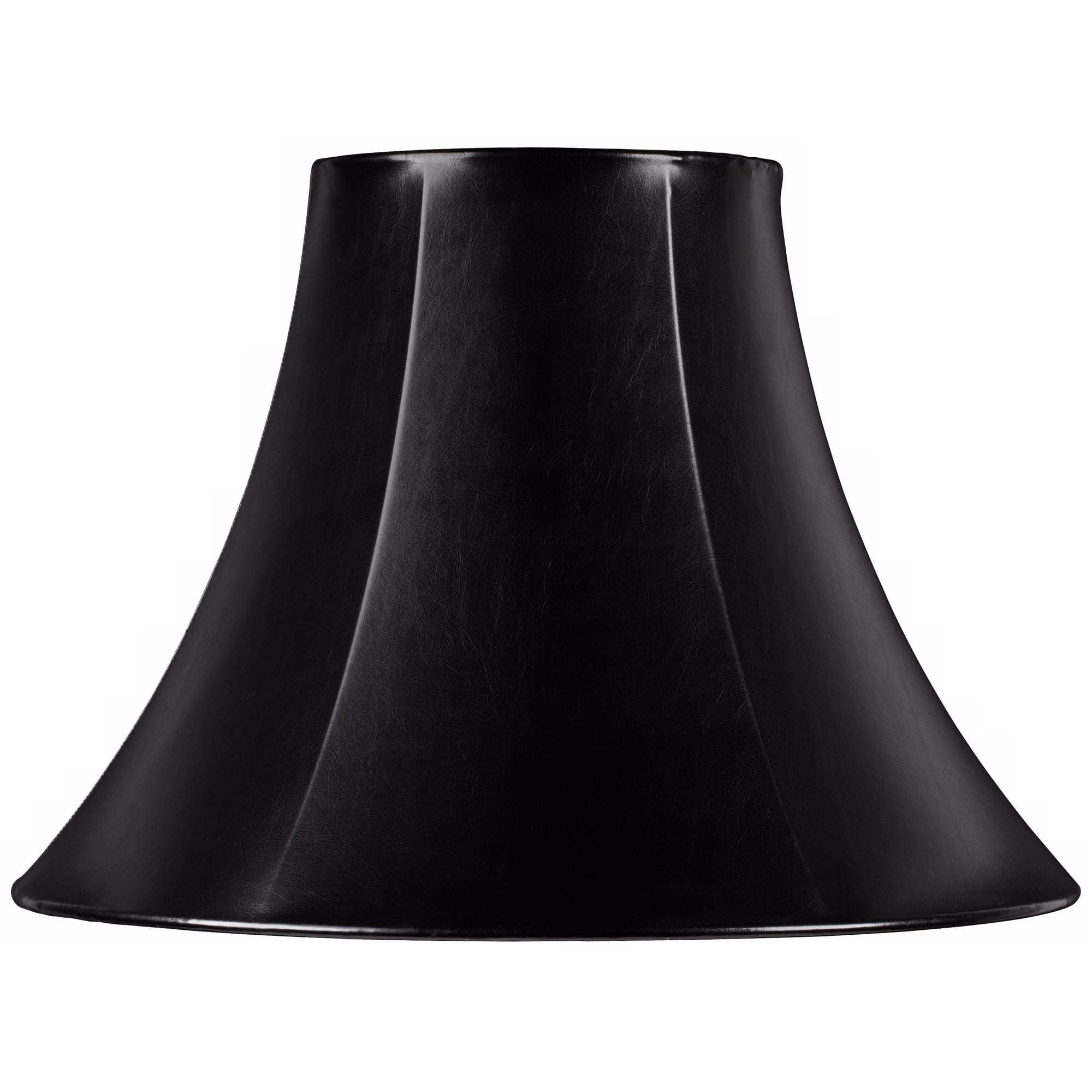 Black Faux Leatherette Medium Bell Lamp Shade with Brass Fitter