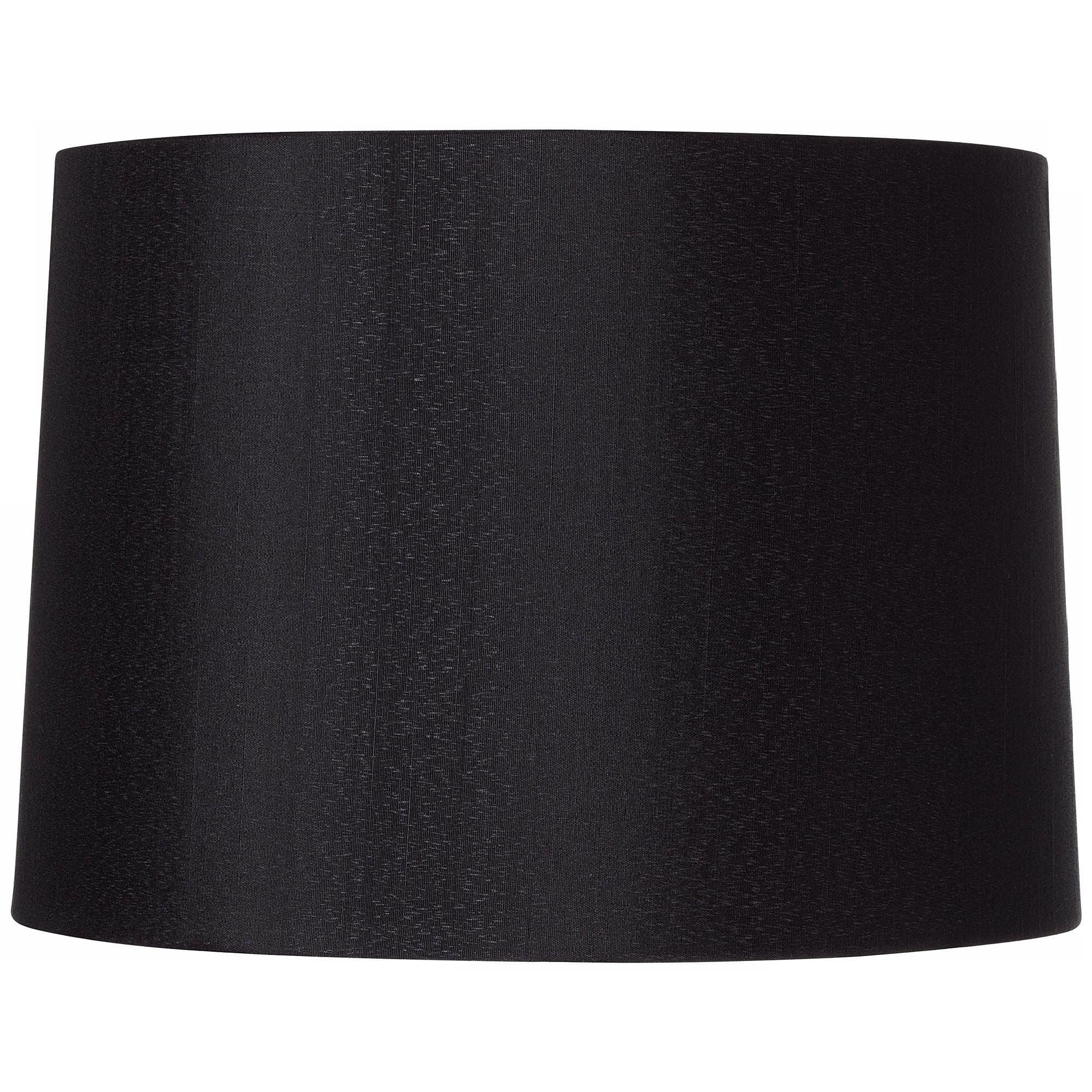 Elegant Black Polyester 14" Drum Lamp Shade with Chrome Fitter