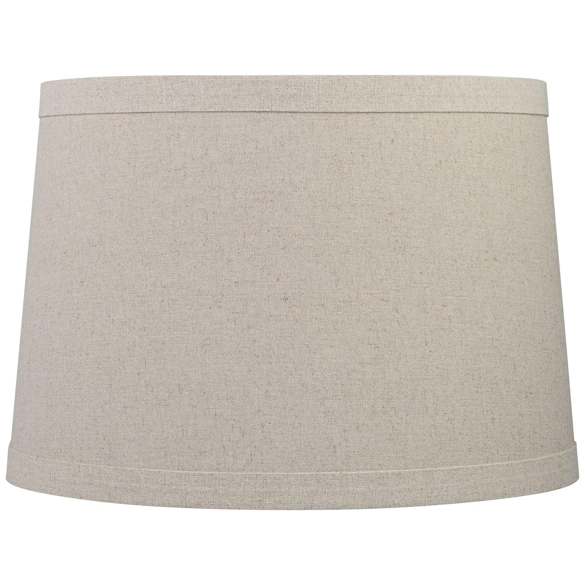 Springcrest Burlap Medium Drum Lamp Shade 14" Top x 16" Bottom x 11" High (Spider) Replacement with Harp and Finial