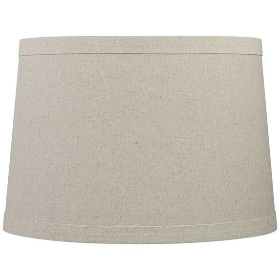 Springcrest Burlap Medium Drum Lamp Shade 14" Top x 16" Bottom x 11" High (Spider) Replacement with Harp and Finial