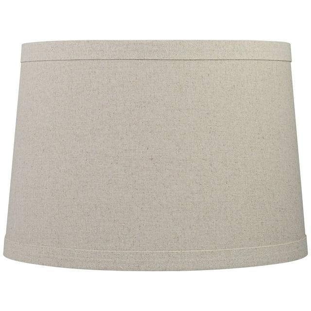 Springcrest Burlap Medium Drum Lamp Shade 14" Top x 16" Bottom x 11" High (Spider) Replacement with Harp and Finial
