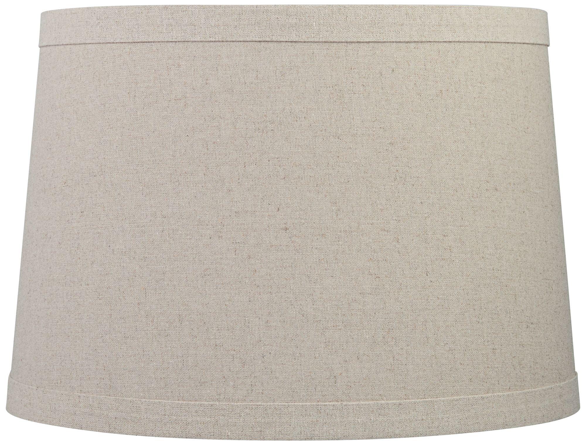 Springcrest Burlap Medium Drum Lamp Shade 14" Top x 16" Bottom x 11" High (Spider) Replacement with Harp and Finial