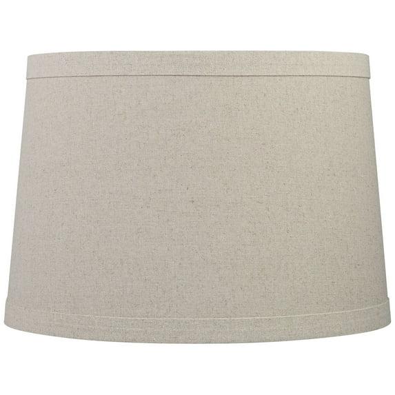Springcrest Burlap Medium Drum Lamp Shade 14" Top x 16" Bottom x 11" High (Spider) Replacement with Harp and Finial