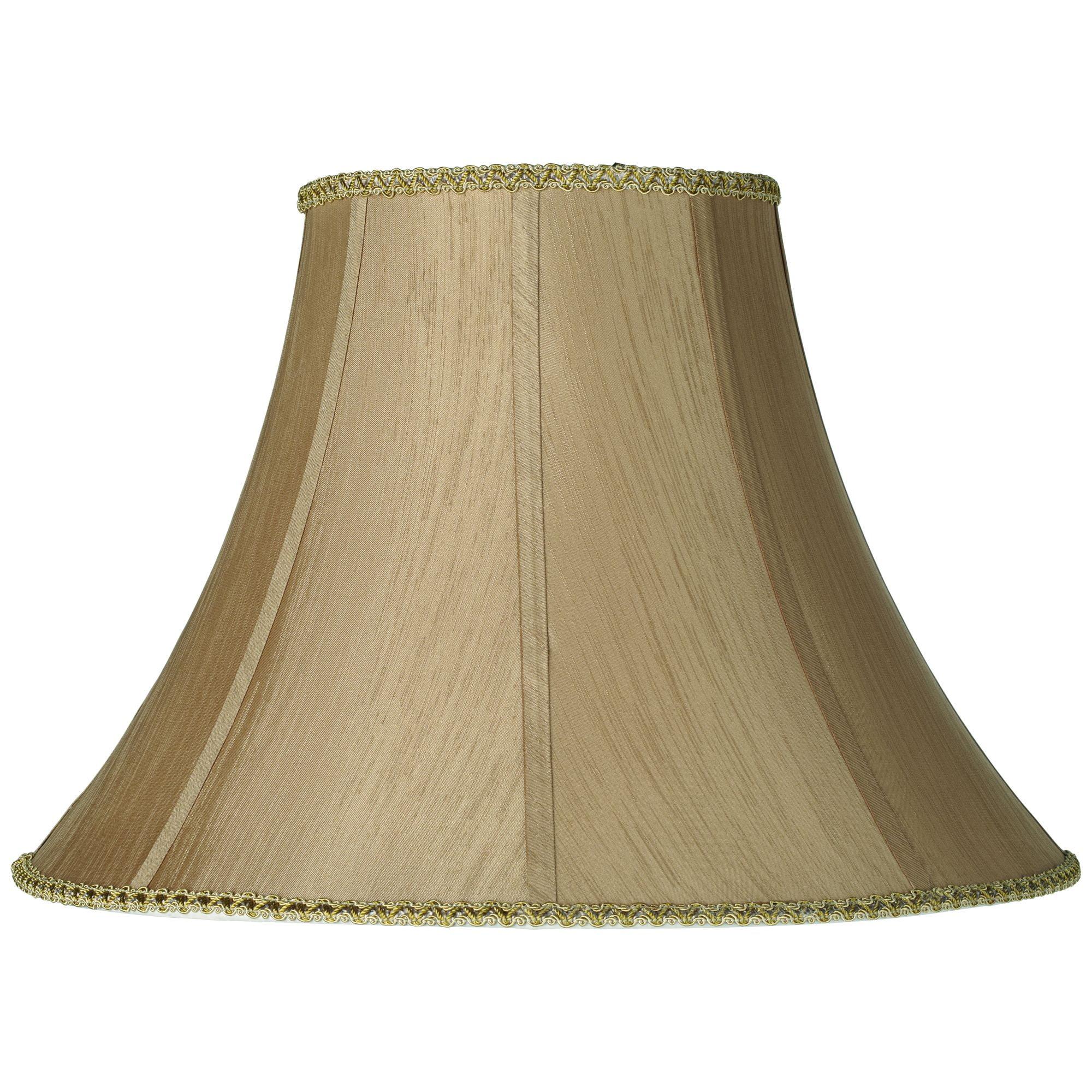 Earthen Gold Large Round Bell Lamp Shade with Harp and Finial