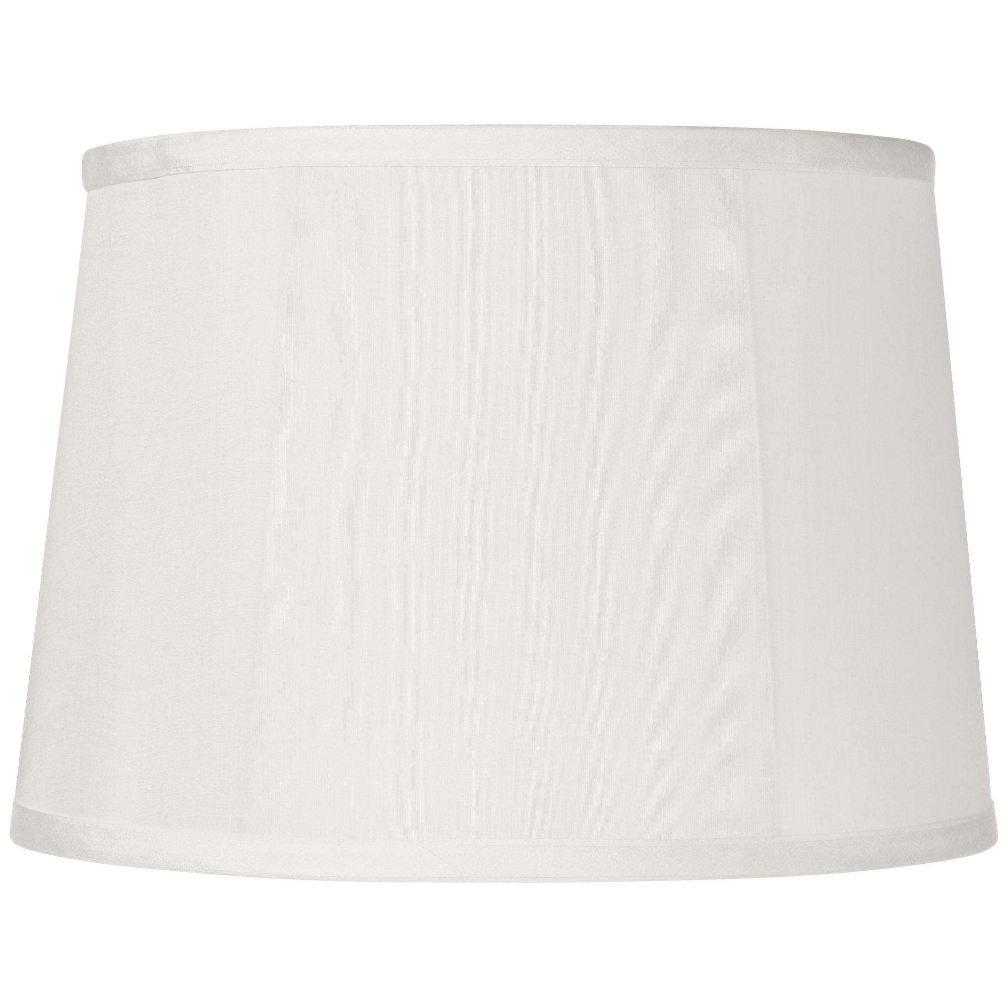 Off-White Softback Drum Lamp Shade with Harp and Finial