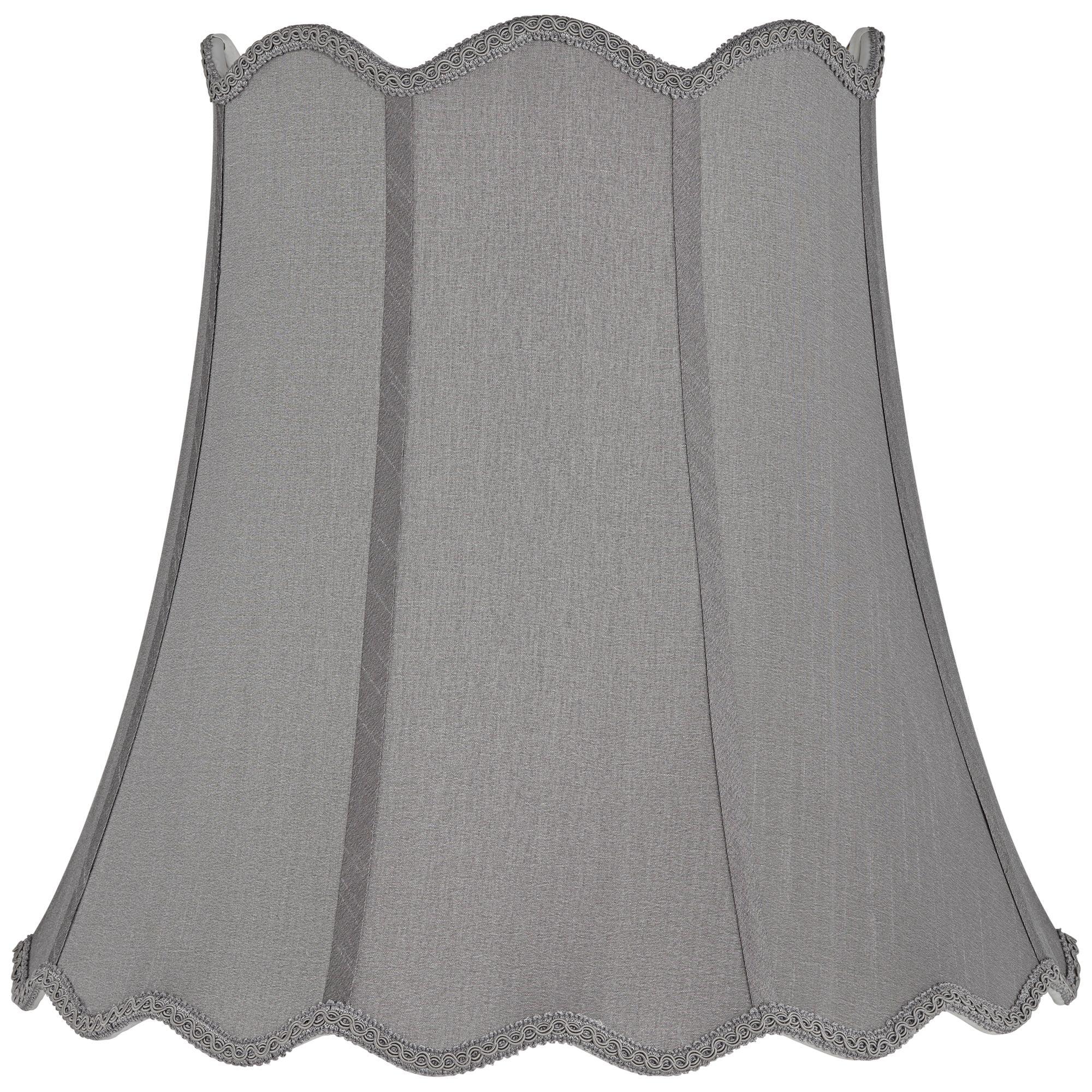 Springcrest Morell Gray Medium Scallop Bell Lamp Shade 10" Top x 16" Bottom x 15" High x 16" Slant (Spider) Replacement with Harp and Finial