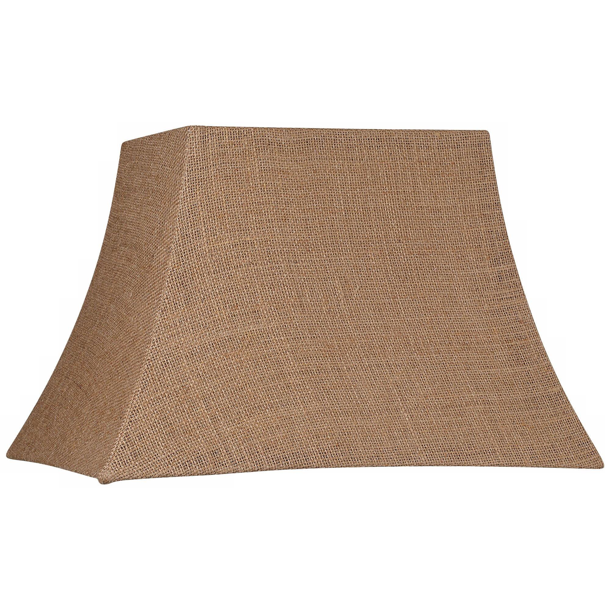 Natural Burlap Medium Rectangular Lamp Shade with Chrome Fitter