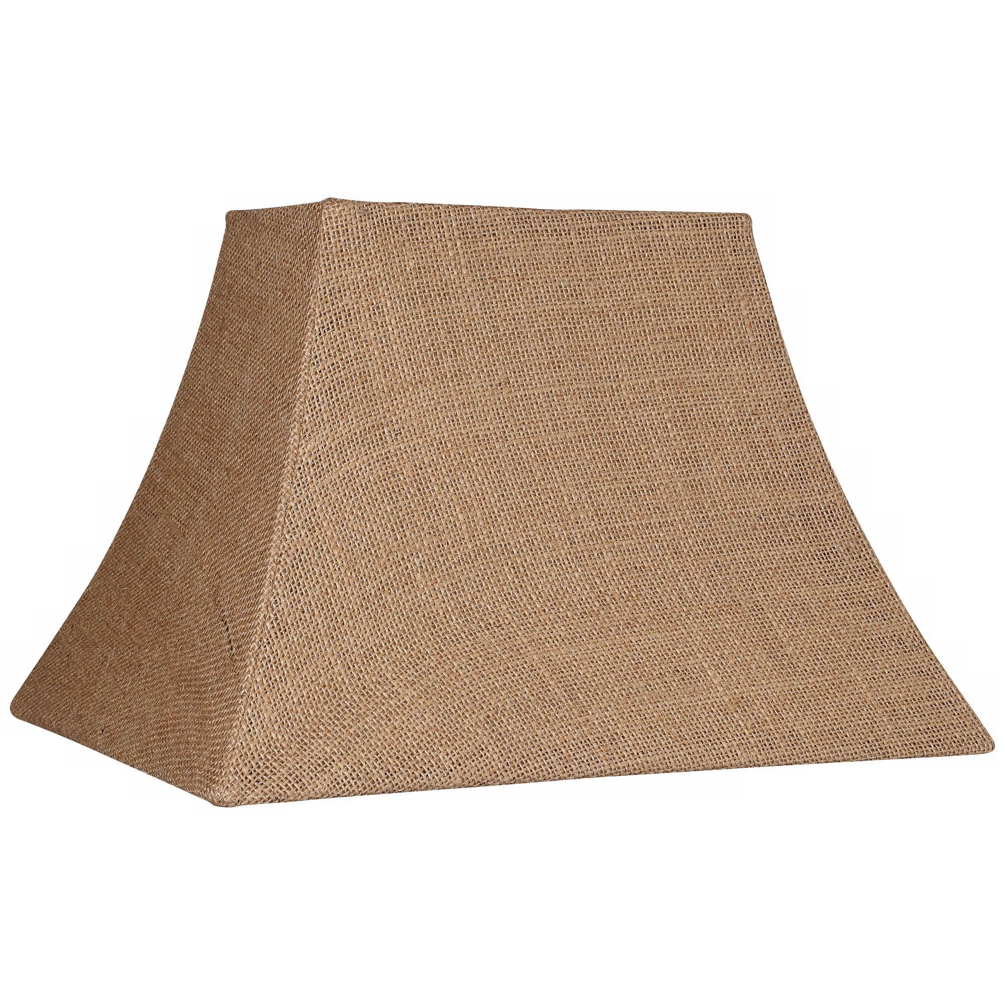 Natural Burlap Medium Rectangular Lamp Shade with Tan Lining