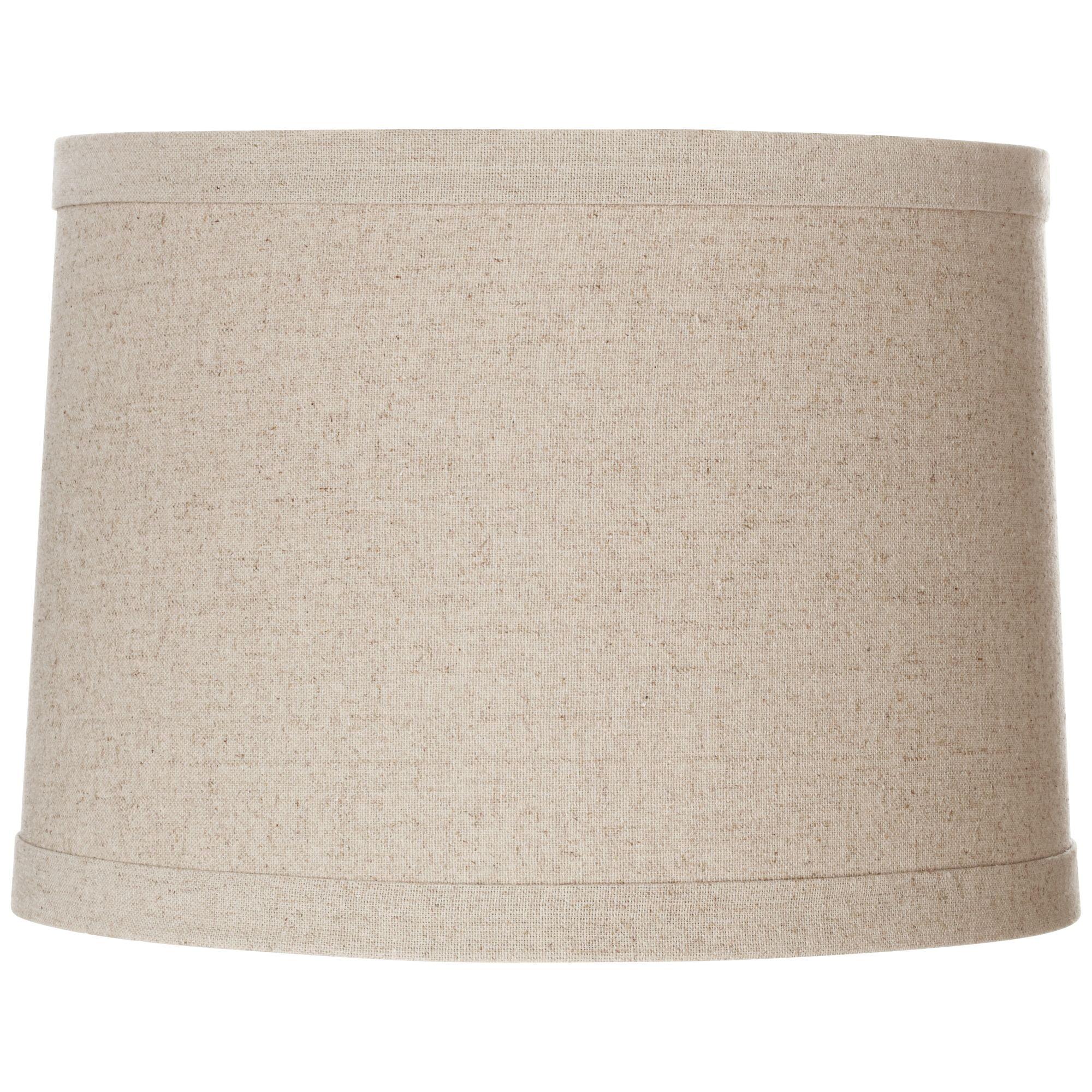 Natural Linen Medium Drum Lamp Shade with Taupe Liner, 10" High