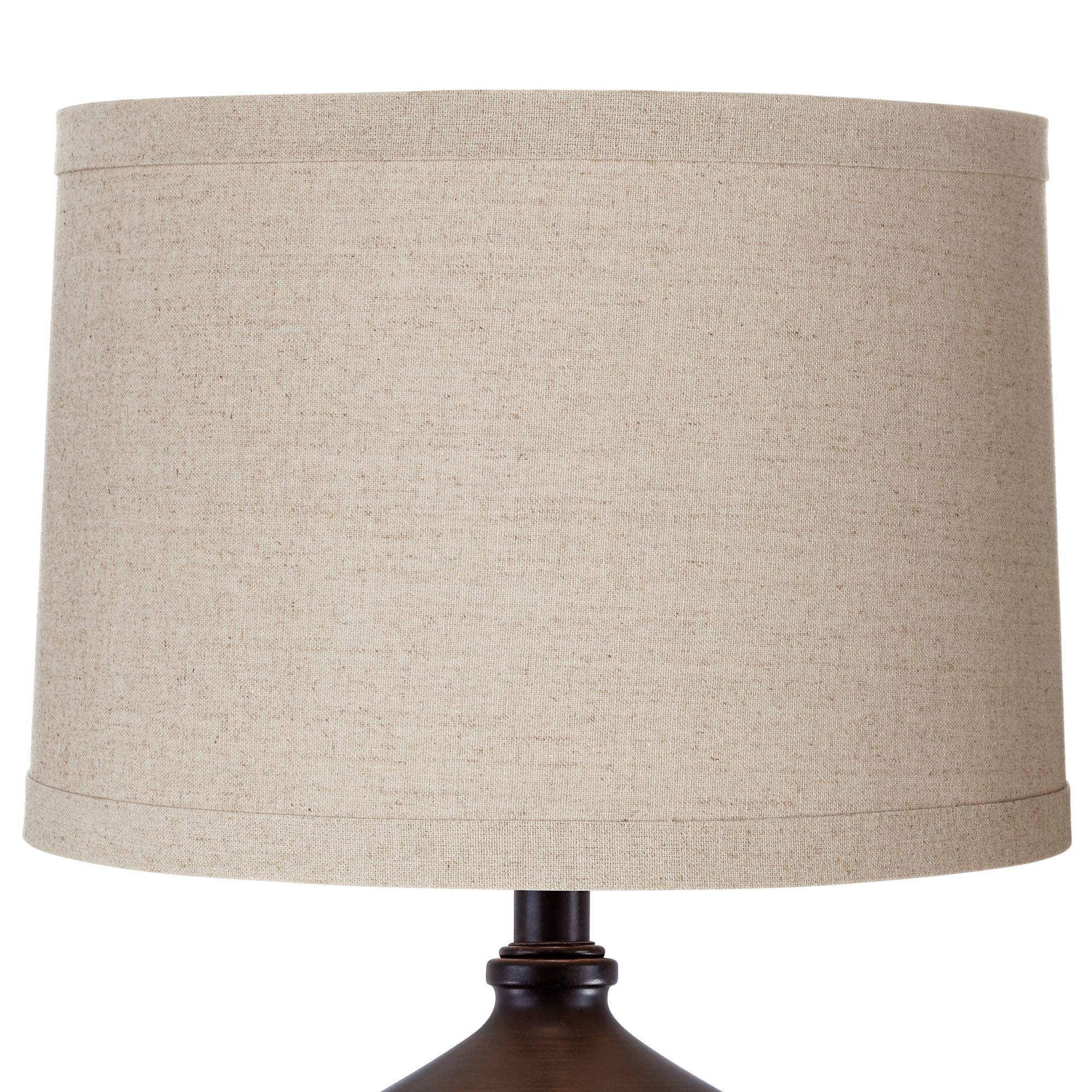 Natural Linen Medium Drum Lamp Shade with Taupe Liner