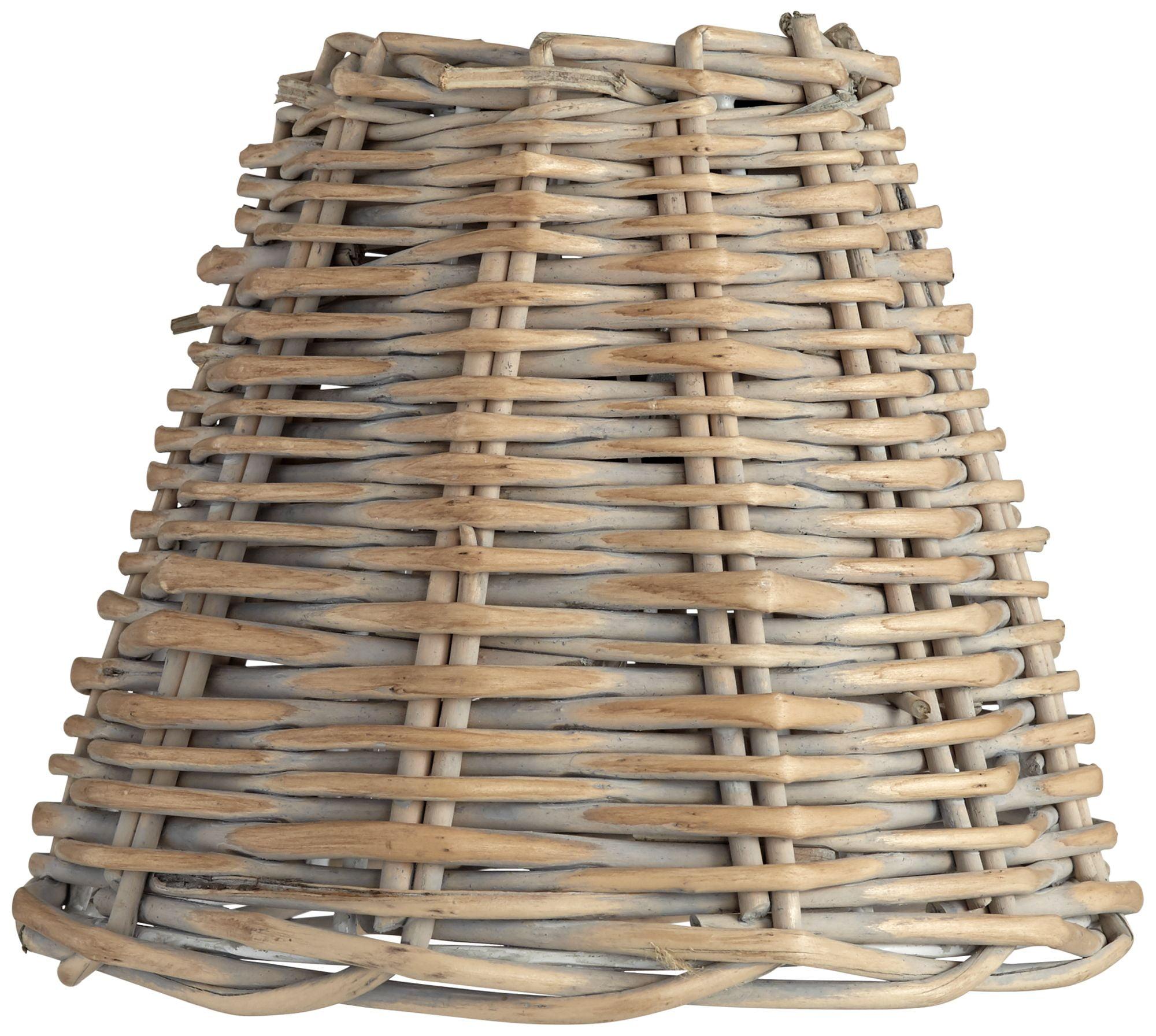 Springcrest Empire Lamp Shade Natural Wicker Weave Small 3" Top x 6" Bottom x 5" High Candelabra Clip-On Fitting