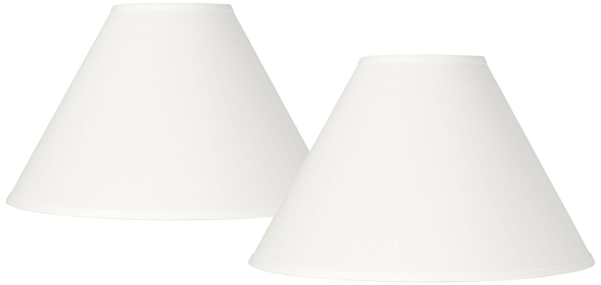 Springcrest Set of 2 Empire Lamp Shades White Linen Chimney Large 6" Top x 17" Bottom x 10" High Spider Harp and Finial Fitting