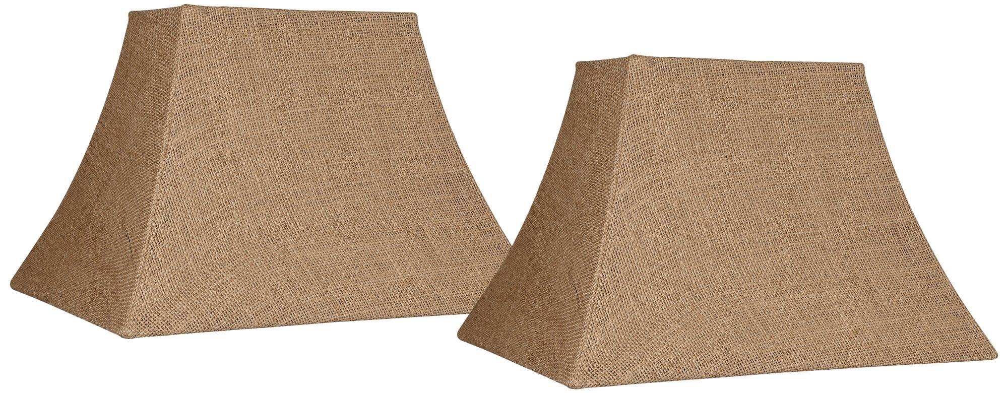 Springcrest Set of 2 Rectangular Lamp Shades Natural Medium 8" Wide x 5" Deep at Top 14" Wide x 11" Deep at Bottom 10" Slant Spider Harp Finial