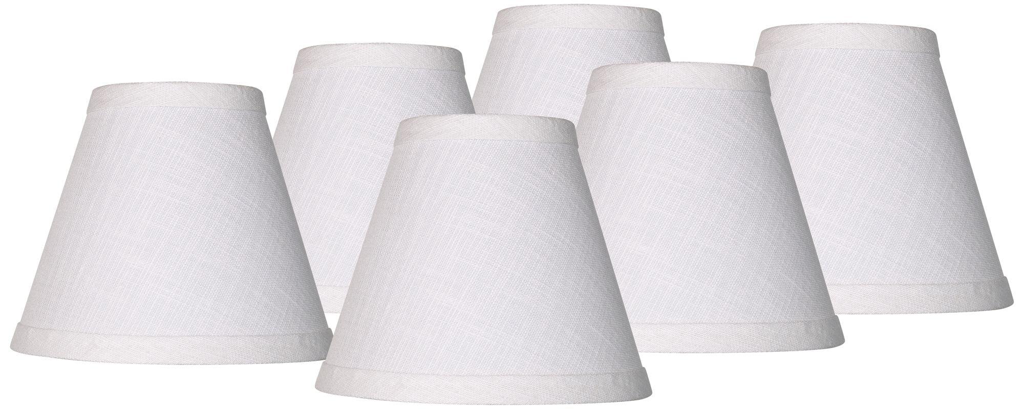 Springcrest Set of 6 Hardback Empire Lamp Shades White Linen Small 3" Top x 6" Bottom x 5" High Candelabra Clip-On Fitting