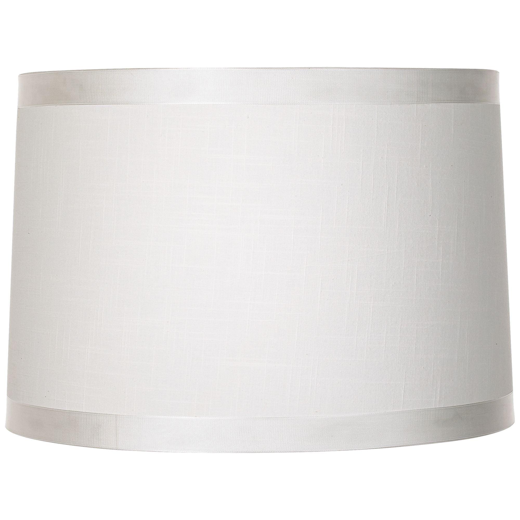 White Fabric Medium Drum Lamp Shade with Harp and Finial