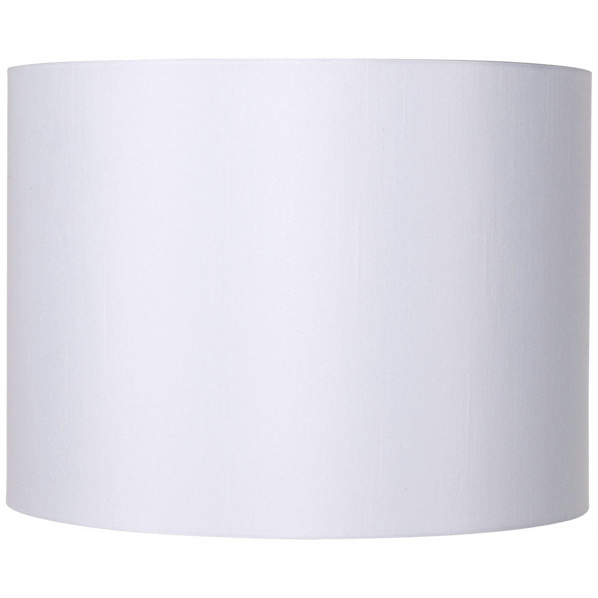 White Polyester Drum Lamp Shade with Harp and Finial, 16" x 12"