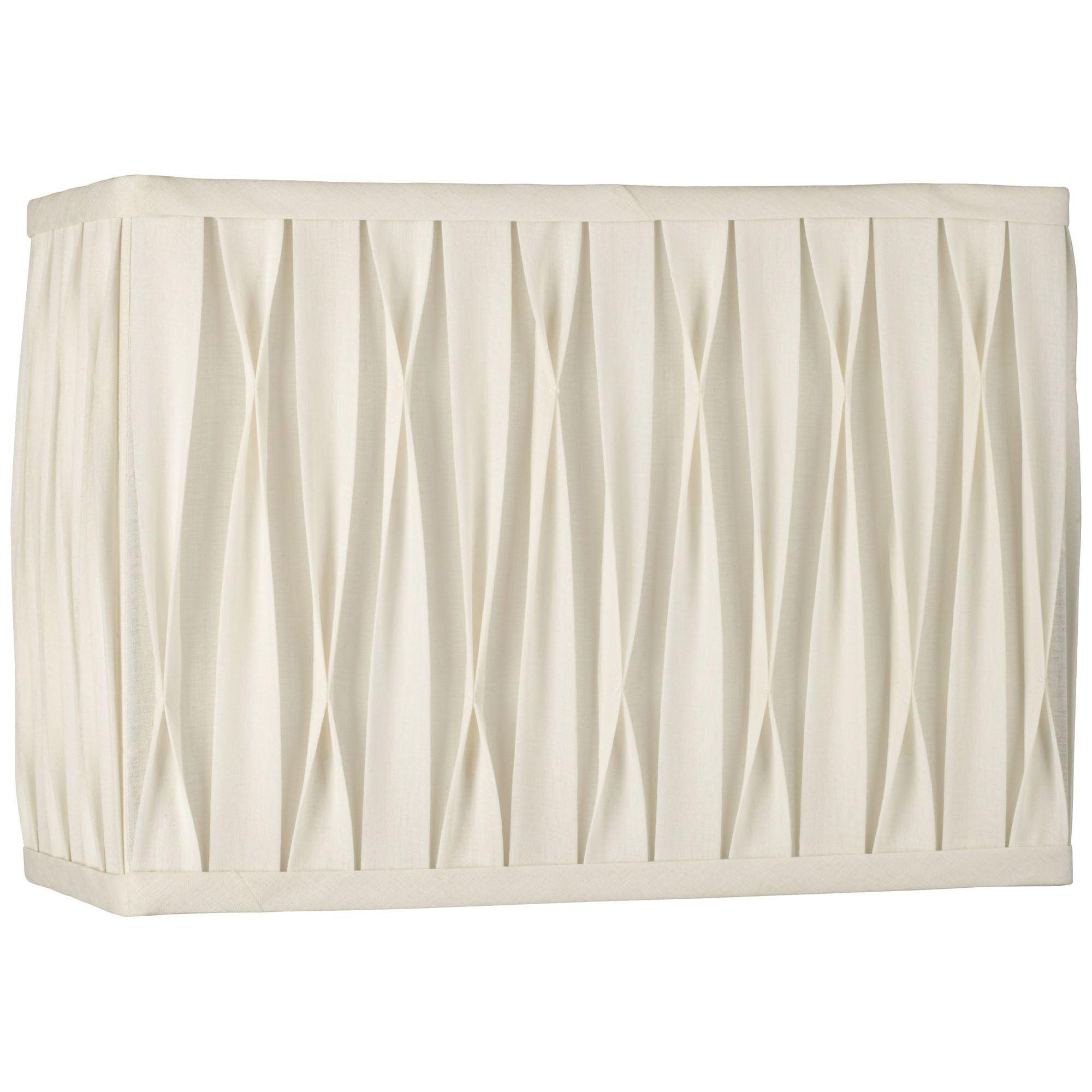 Springcrest White Pinched Pleat Medium Rectangle Lamp Shade 14" Wide x 7" Deep x 10" High (Spider) Replacement with Harp and Finial