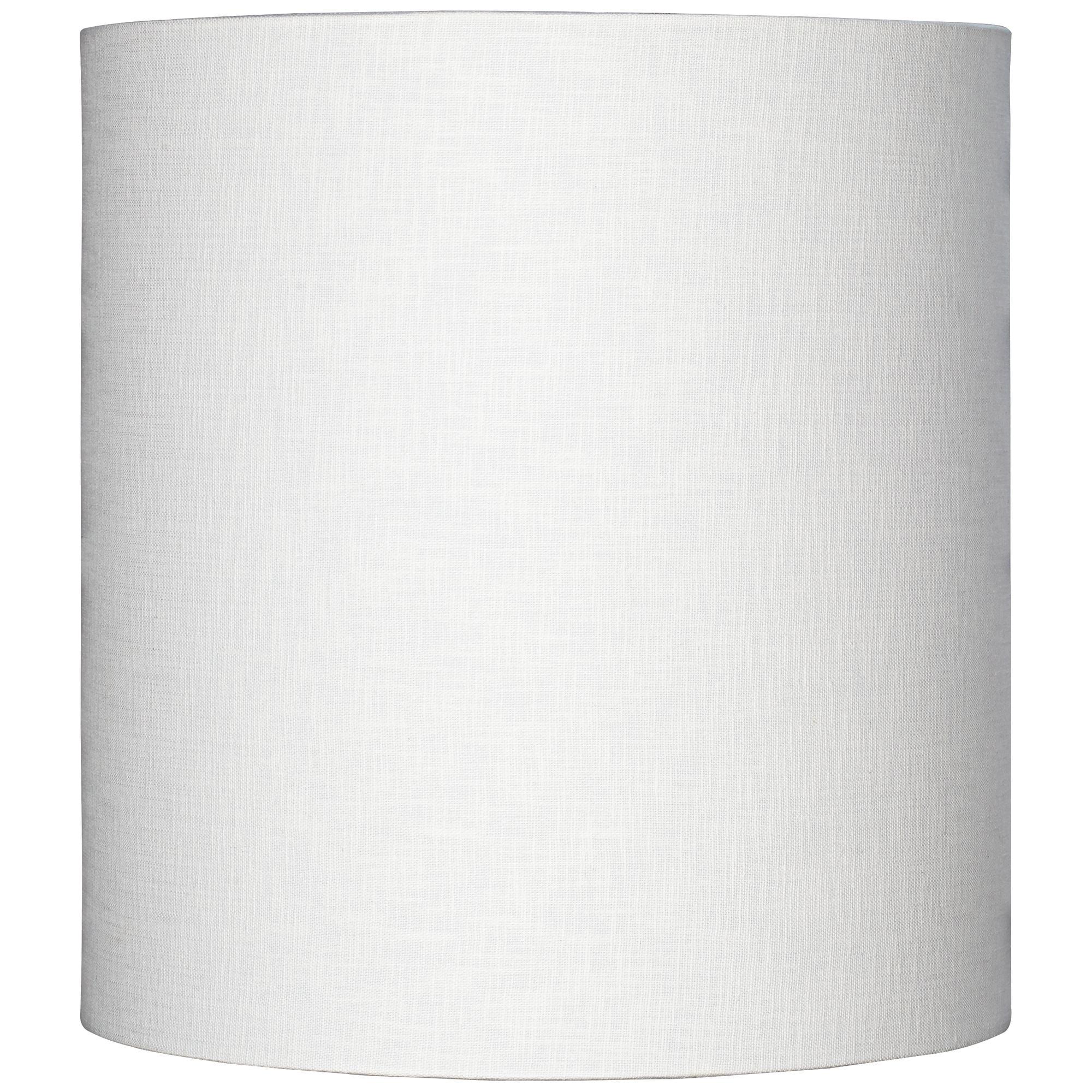 White Linen Tall Drum Lamp Shade with Chrome Fitter