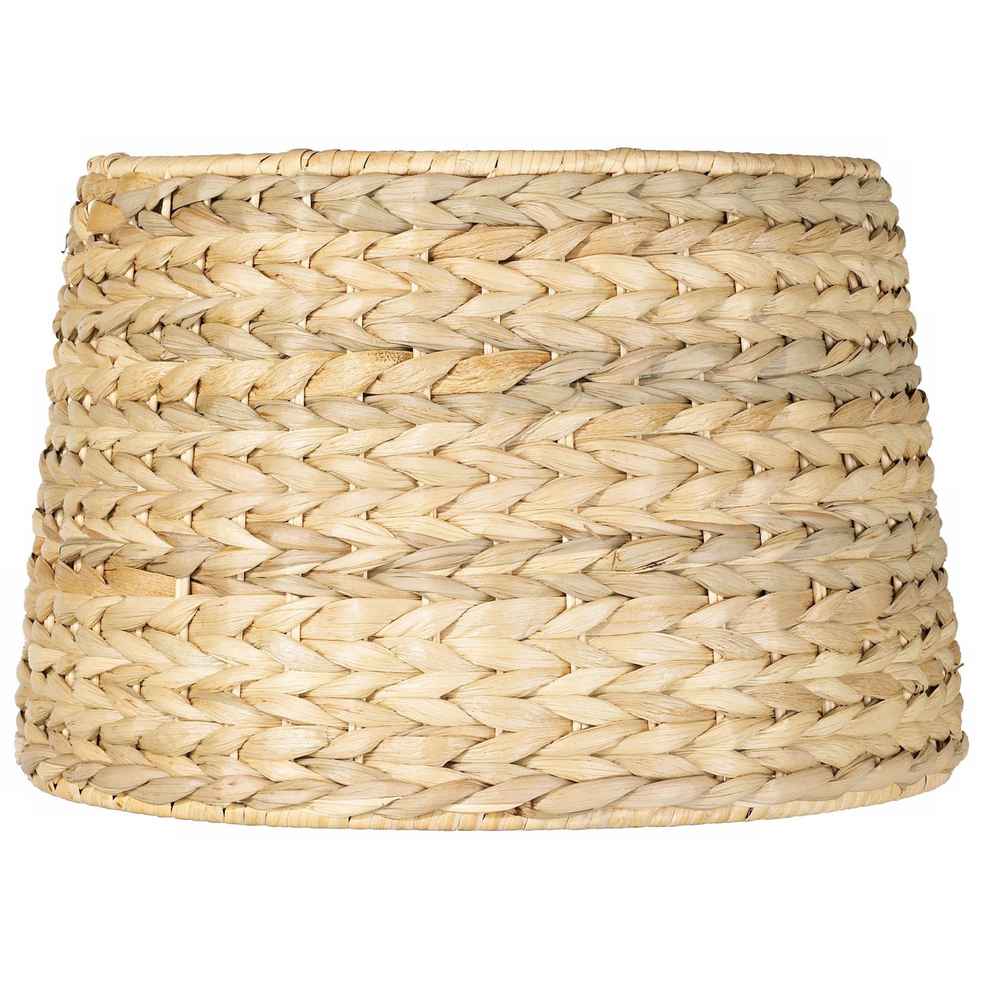 Springcrest Woven Seagrass Small Drum Lamp Shade 10" Top x 12" Bottom x 8.25" Slant x 8" High (Spider) Replacement with Harp and Finial