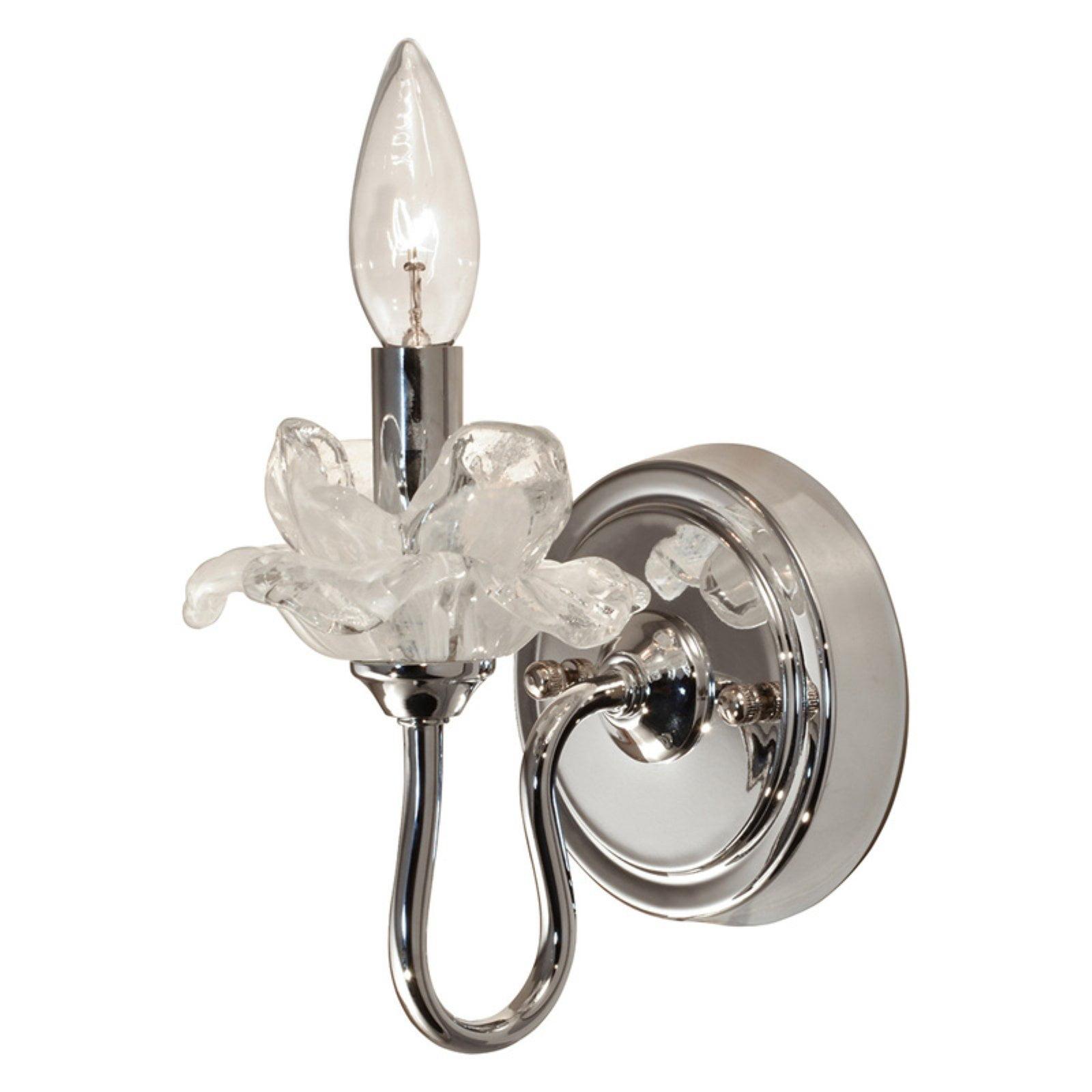 Bittersweet Faceted Floral Chrome Wall Sconce