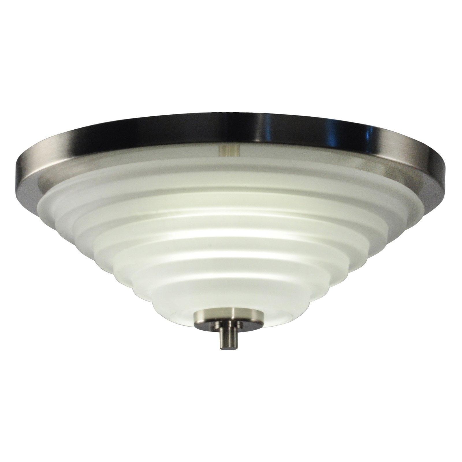 Soloman Crystal Nickel LED Flush Mount with Frosted Glass Shade