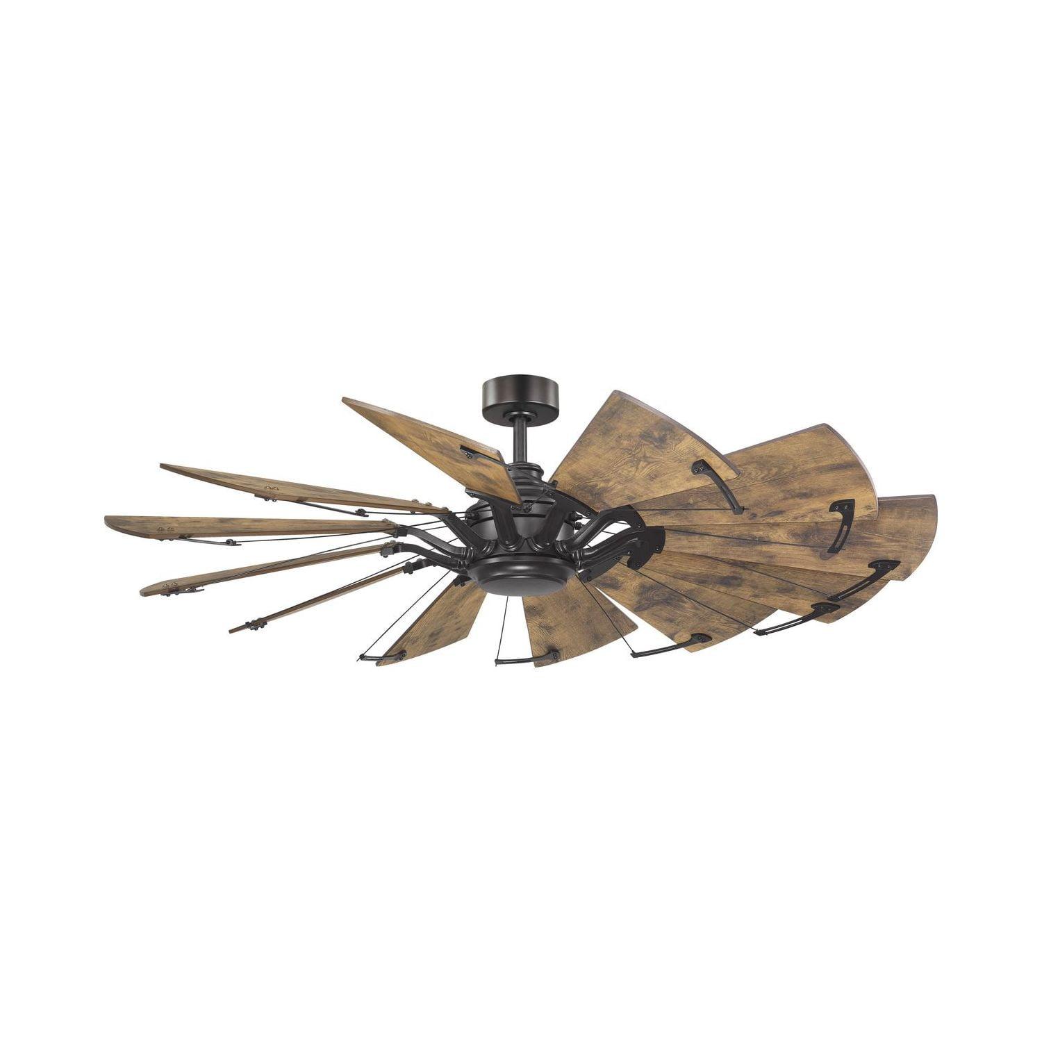 Rustic 60'' Walnut Windmill Ceiling Fan with Remote