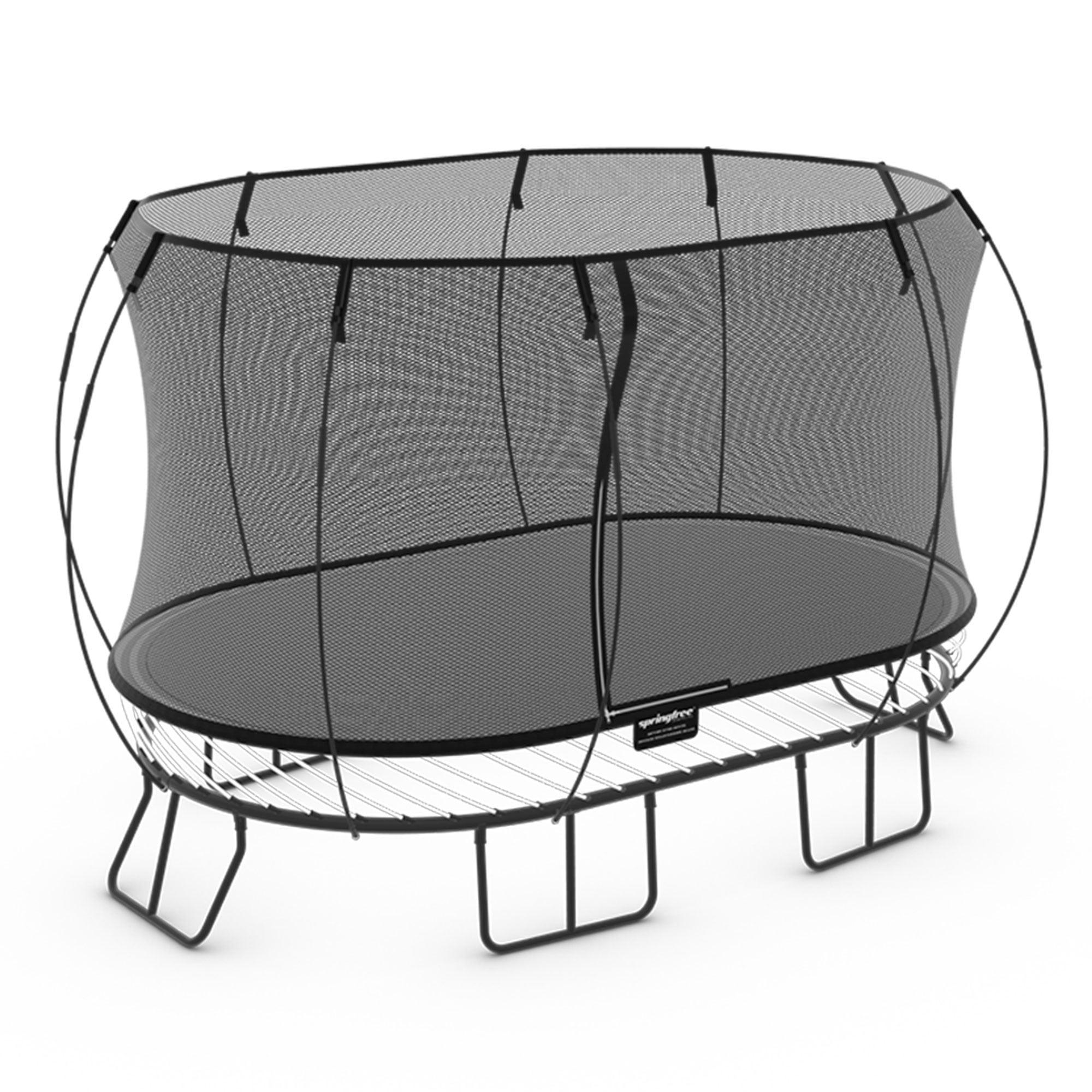 Springfree 8' x 13' Black Oval Springless Trampoline with Enclosure