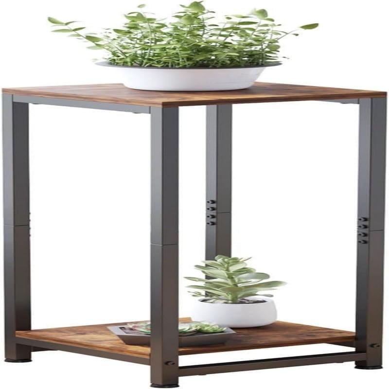 Tall Black and Brown Metal 2-Tier Plant Stand