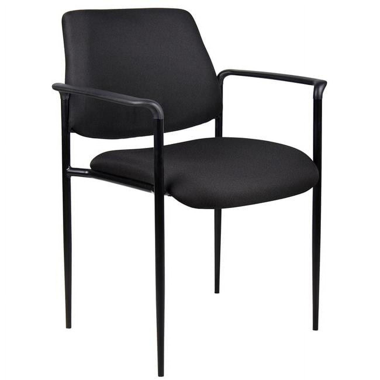 Boss Office Products Diamond Steel Office Stacking Chair with Arms, Black