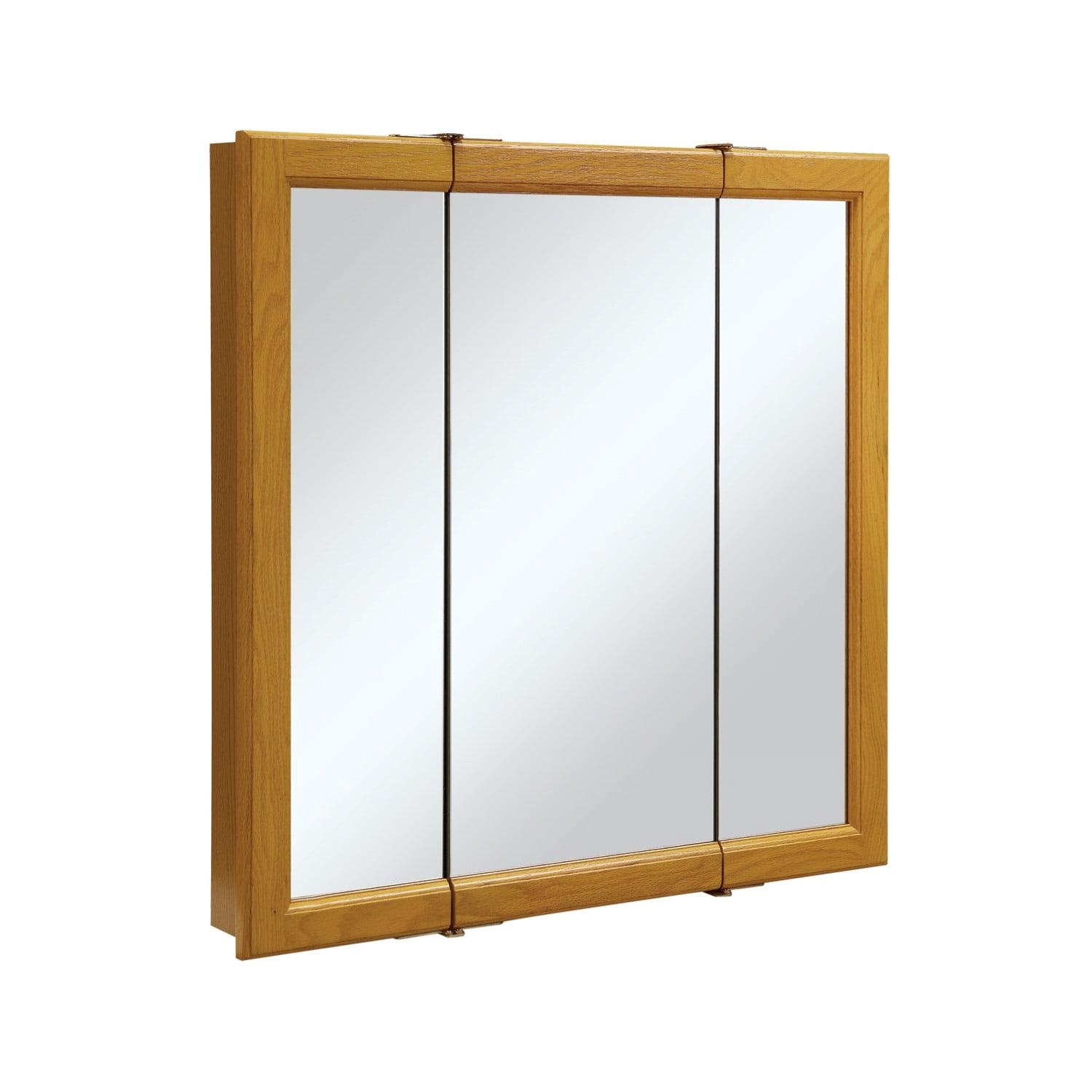 Claremont Triple Mirrored 30" Honey Oak Medicine Cabinet