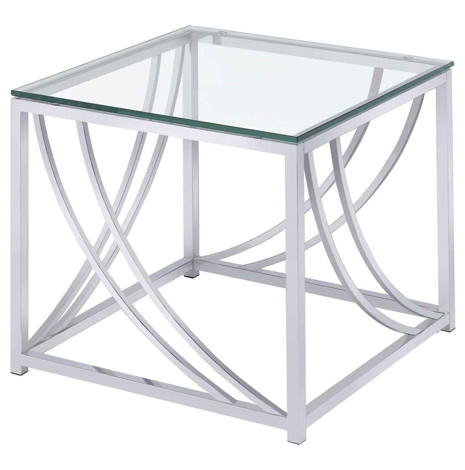 HomeStock's square End Table With Swoop Accents Chrome