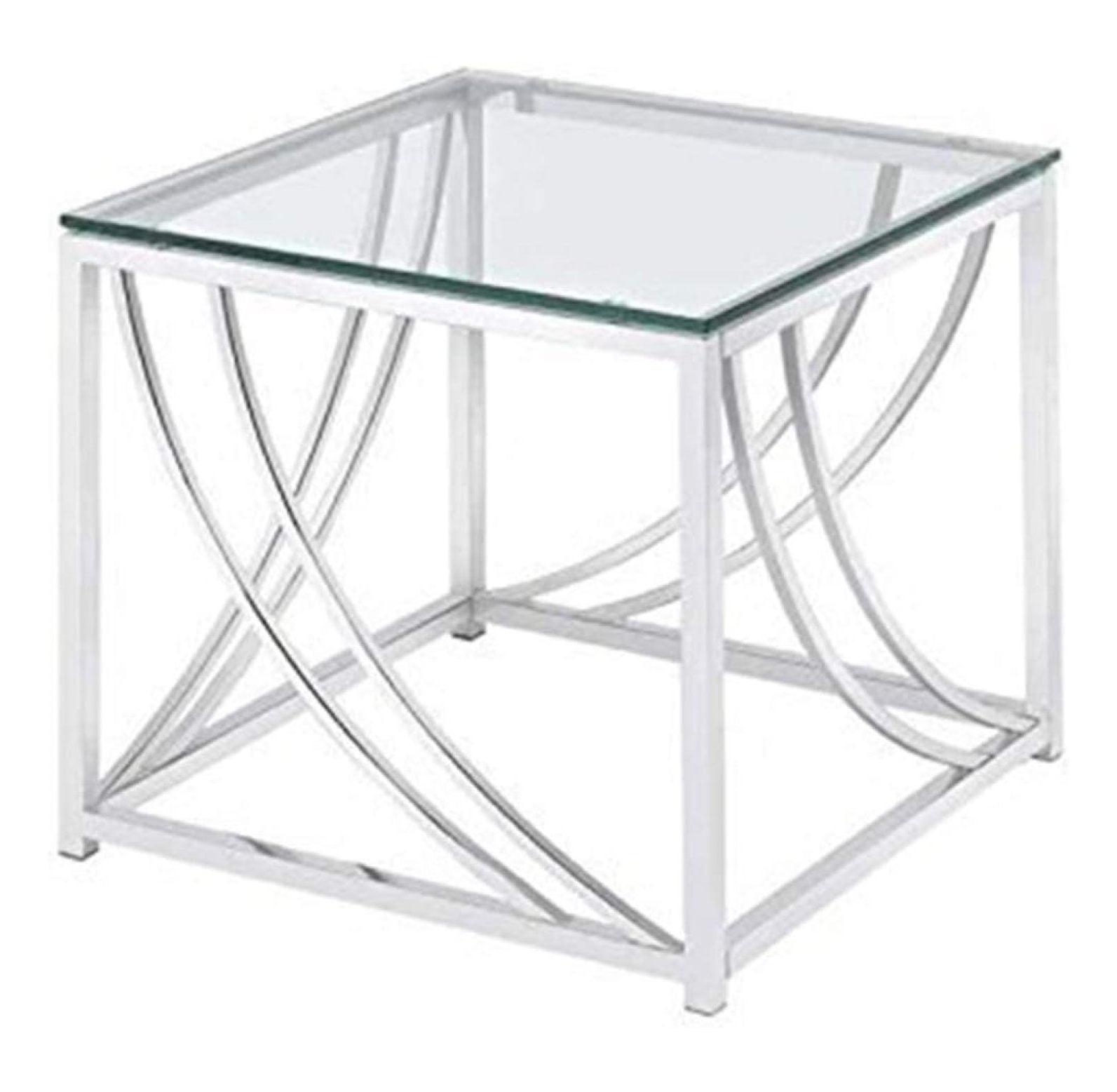 HomeStock's square End Table With Swoop Accents Chrome