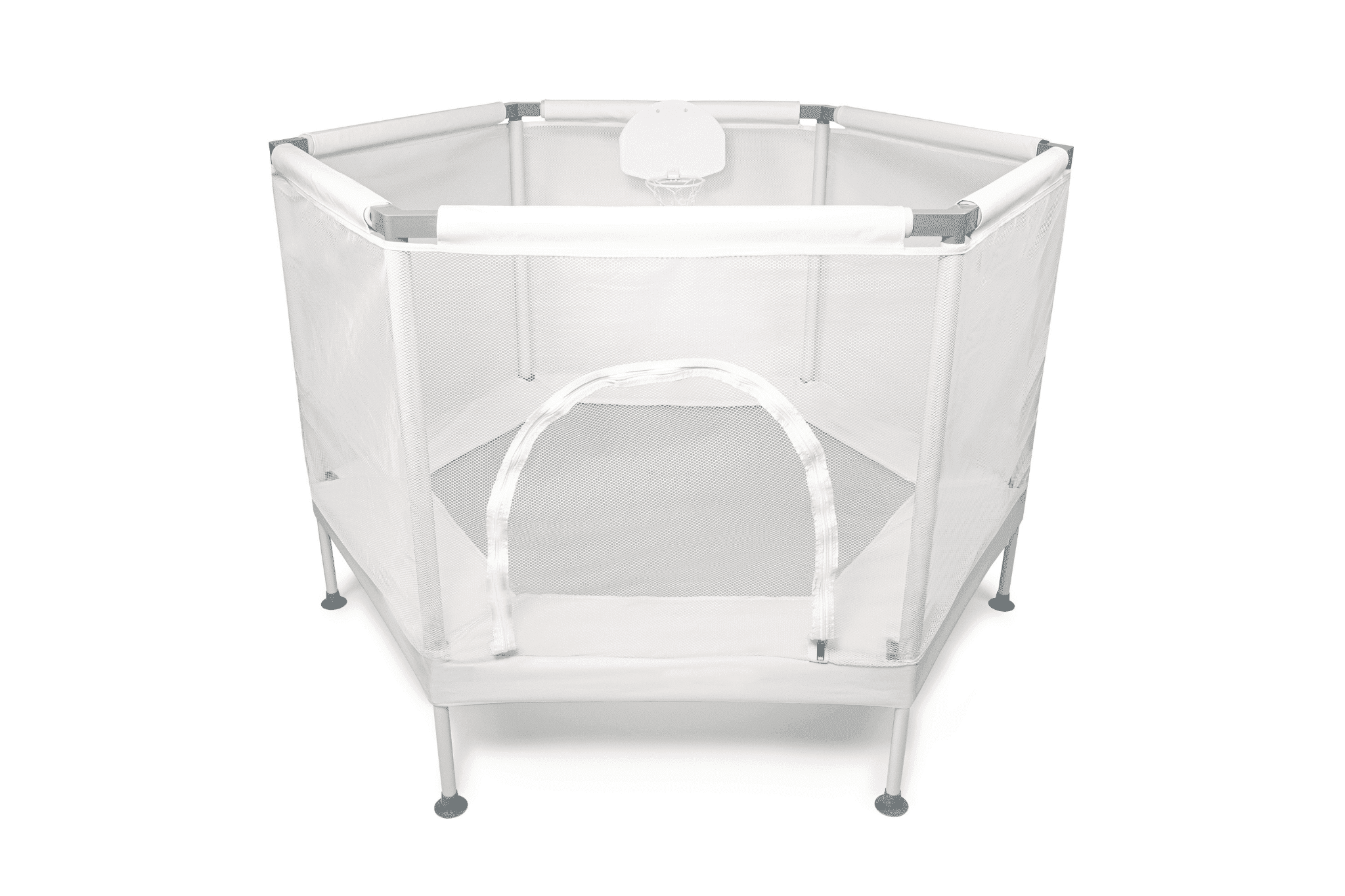 Square House Kids Trampoline, Aesthetic Indoor and Outdoor Toddler Trampoline with Safety Net, Basketball Hoop, 220lb Capacity, Ultra Safe No-Gap Design, Gifts for Boys & Girls (Arctic Blue, 4 FT)