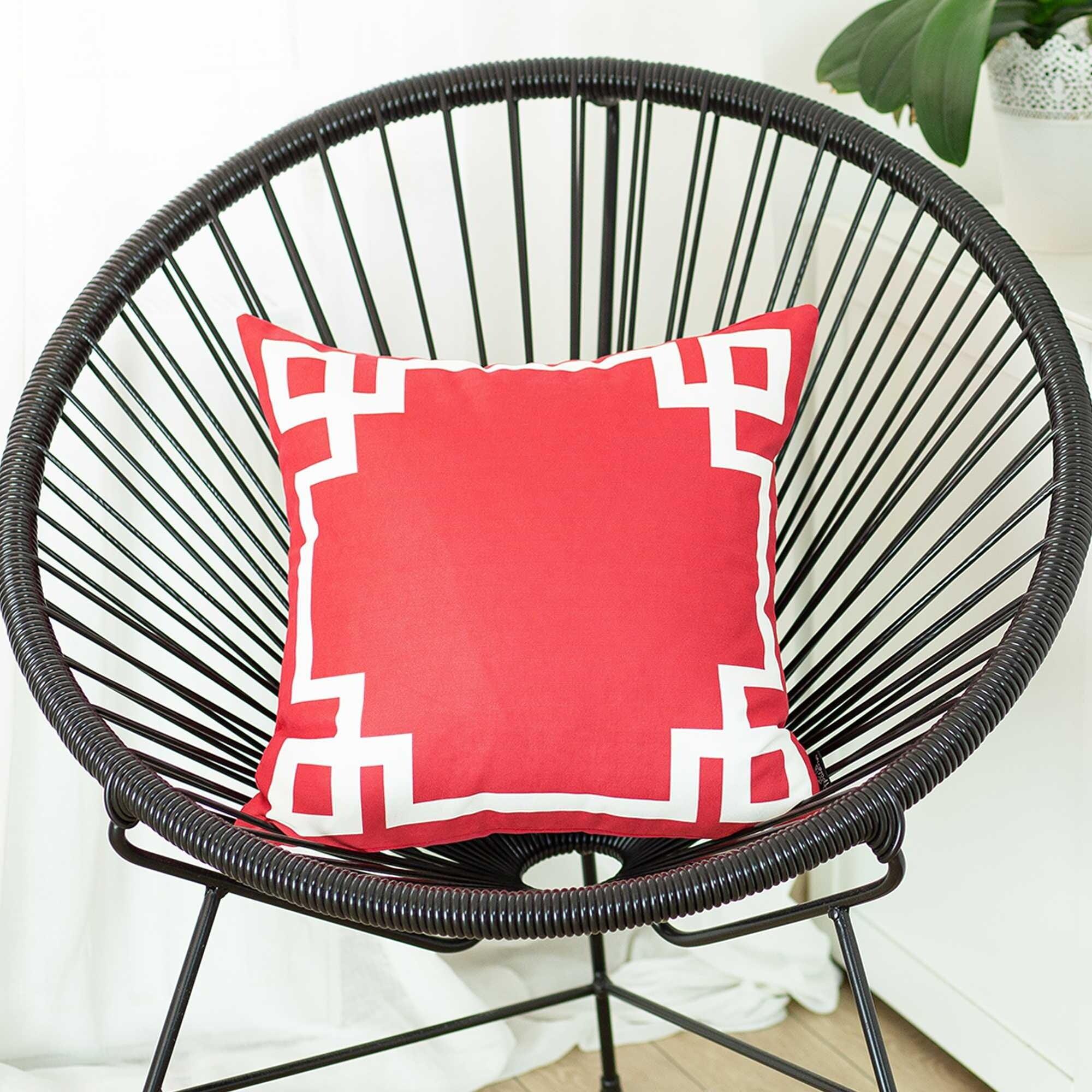 Red and White Geometric 18" Square Polyester Pillow Cover