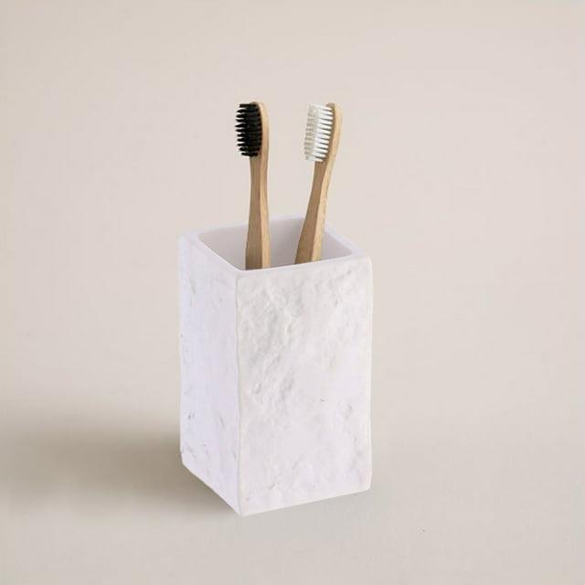 Evideco Square Resin Stone Effect Bath Tumbler Cup Toothbrush Holder