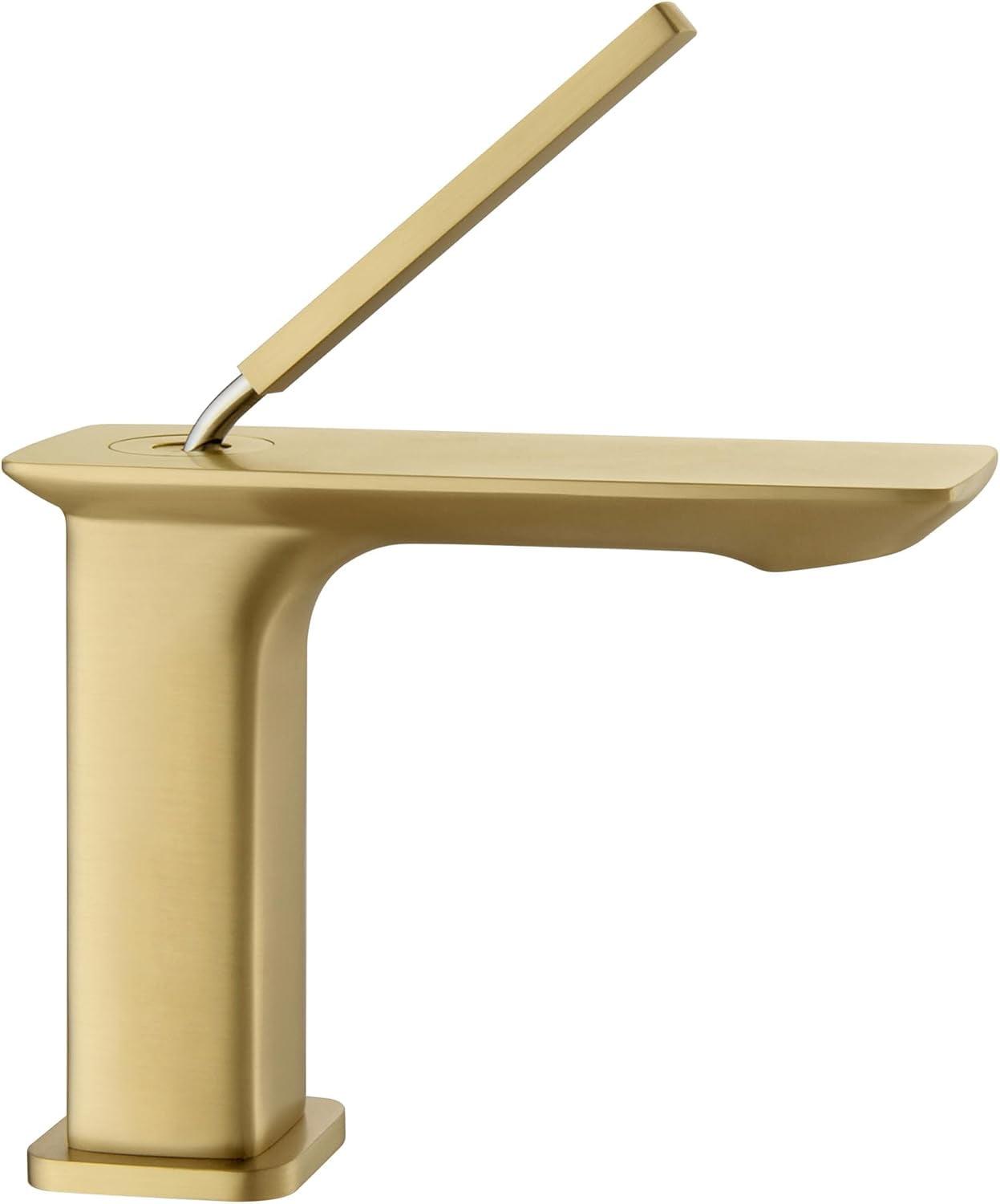 Brushed Gold Brass Single Handle Bathroom Faucet