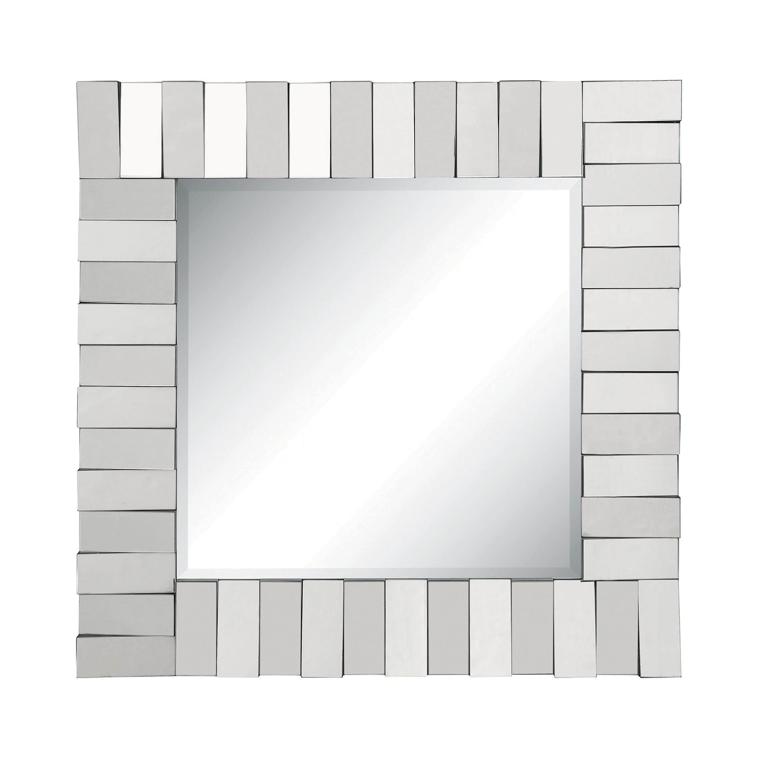 Transitional Layered Square Silver Wall Mirror, 31.5"