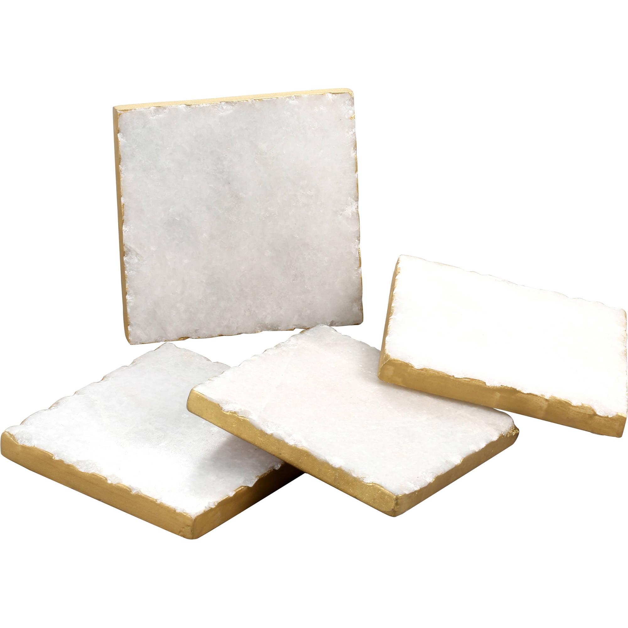 Providence Natural White Marble Coasters with Edges