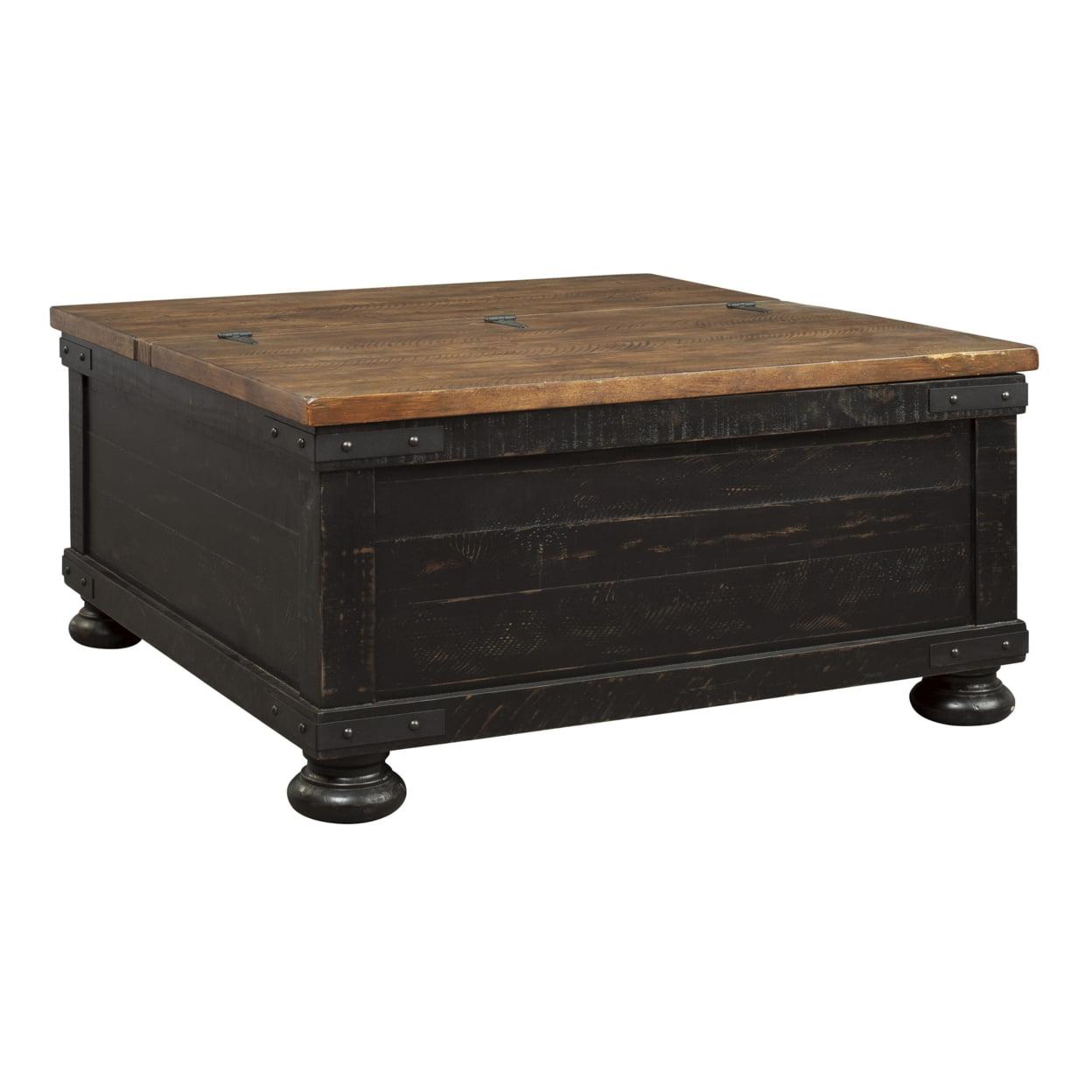 Square Wooden Lift Top Cocktail Table with Trunk Storage Brown and Black - Saltoro Sherpi