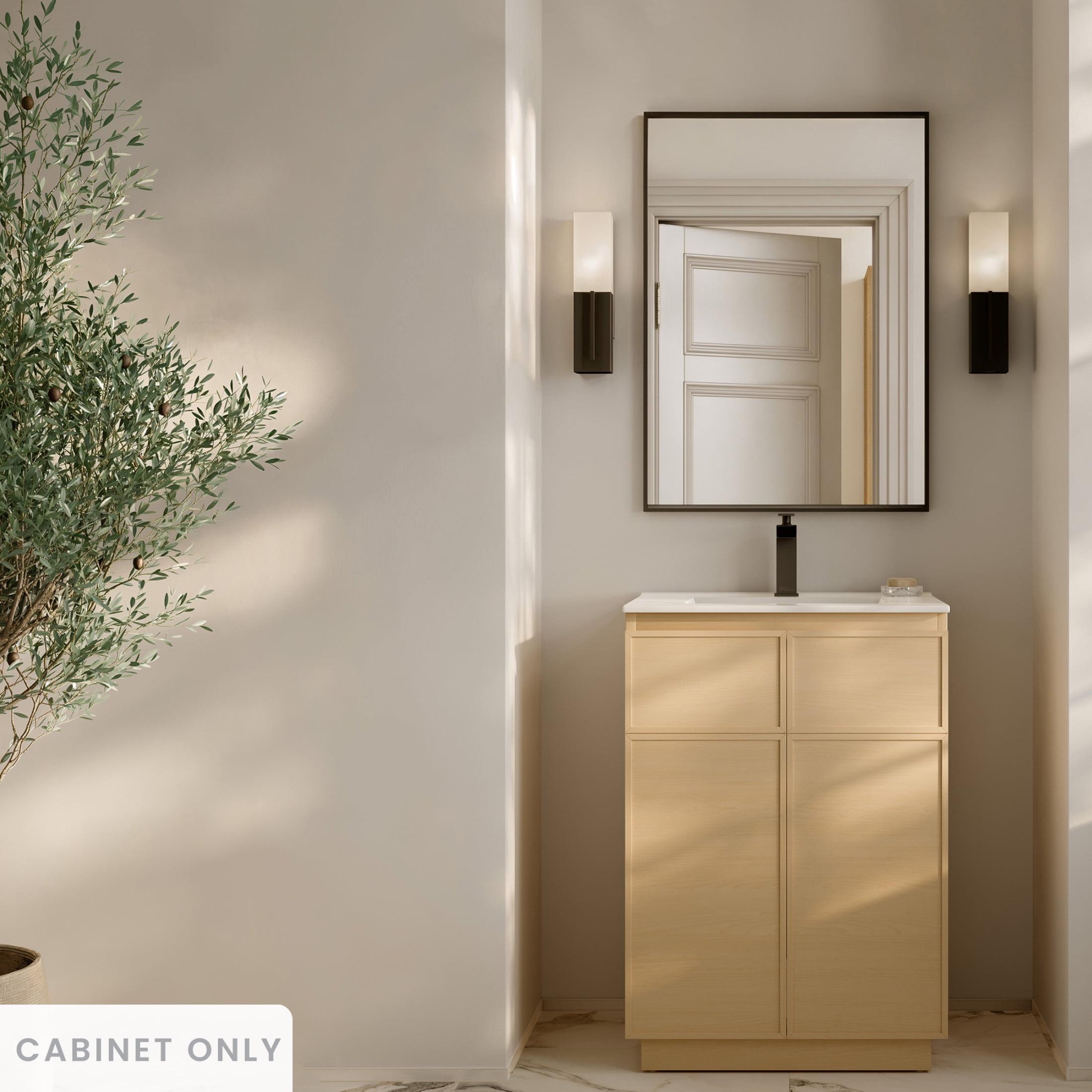 Swiss Madison St. Tropez 24" Freestanding Bathroom Vanity Cabinet Without Top In Natural Oak