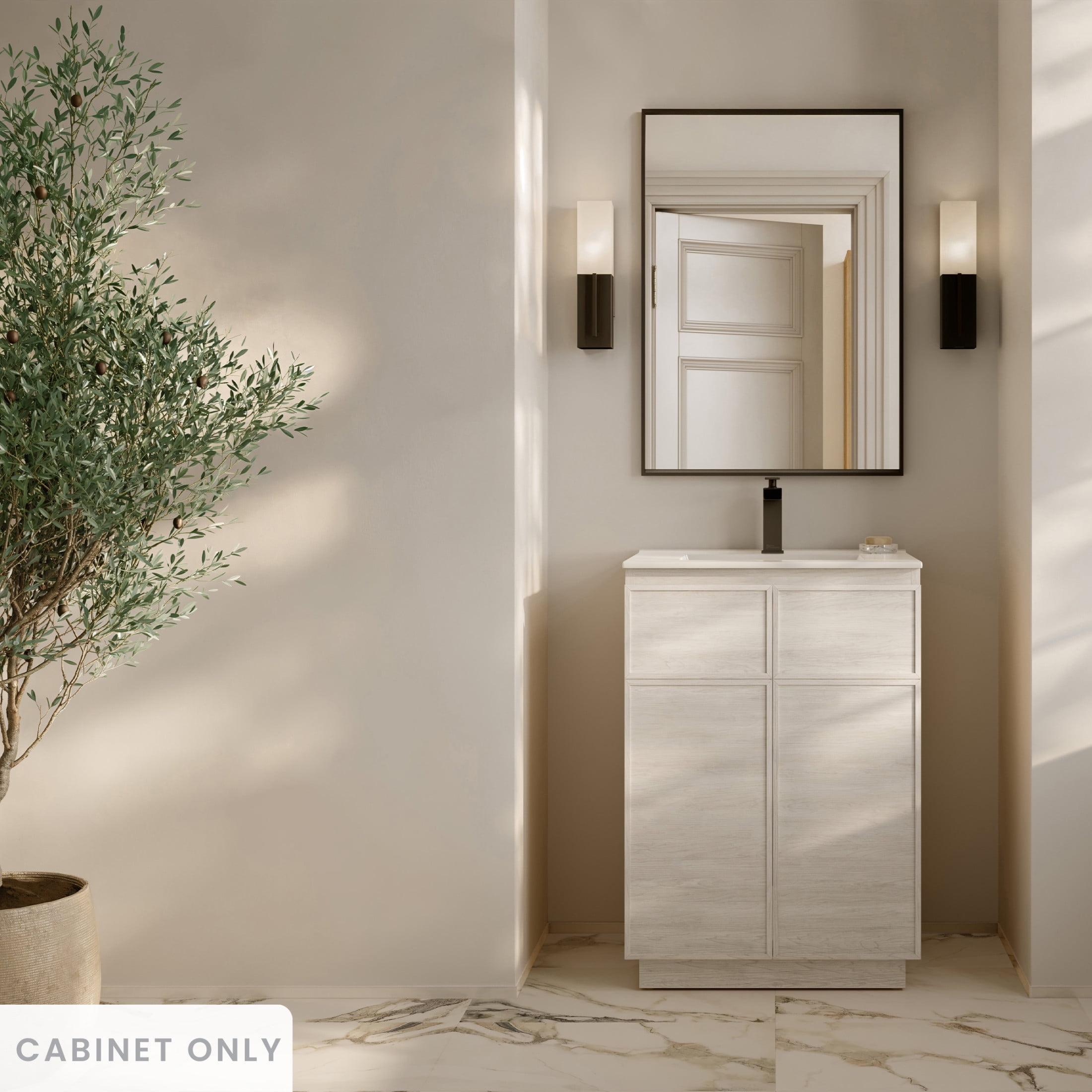 Swiss Madison St. Tropez 24" Freestanding Bathroom Vanity Cabinet Without Top In Natural Oak