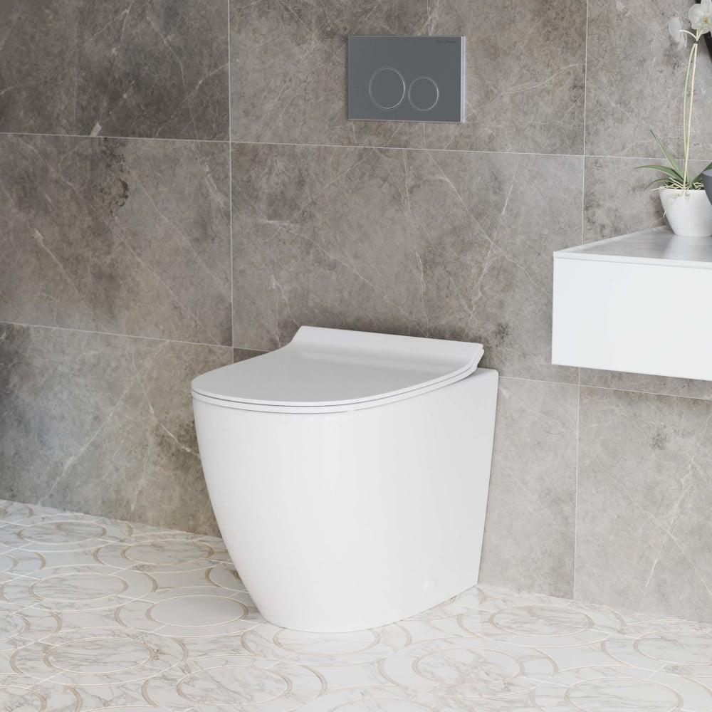 Glossy White Elongated Wall Mounted Dual Flush Toilet