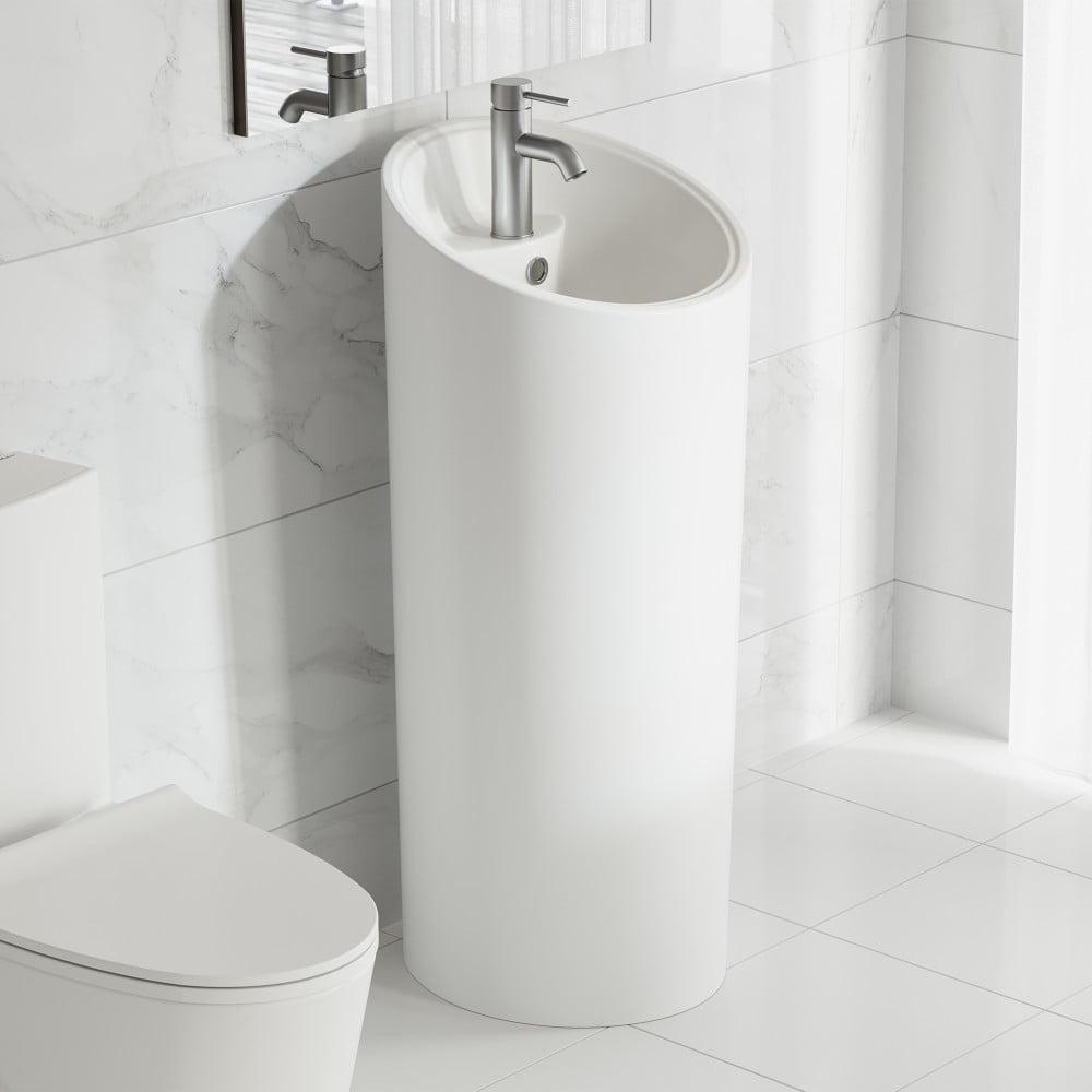 St. Tropez High Gloss White Ceramic Pedestal Sink